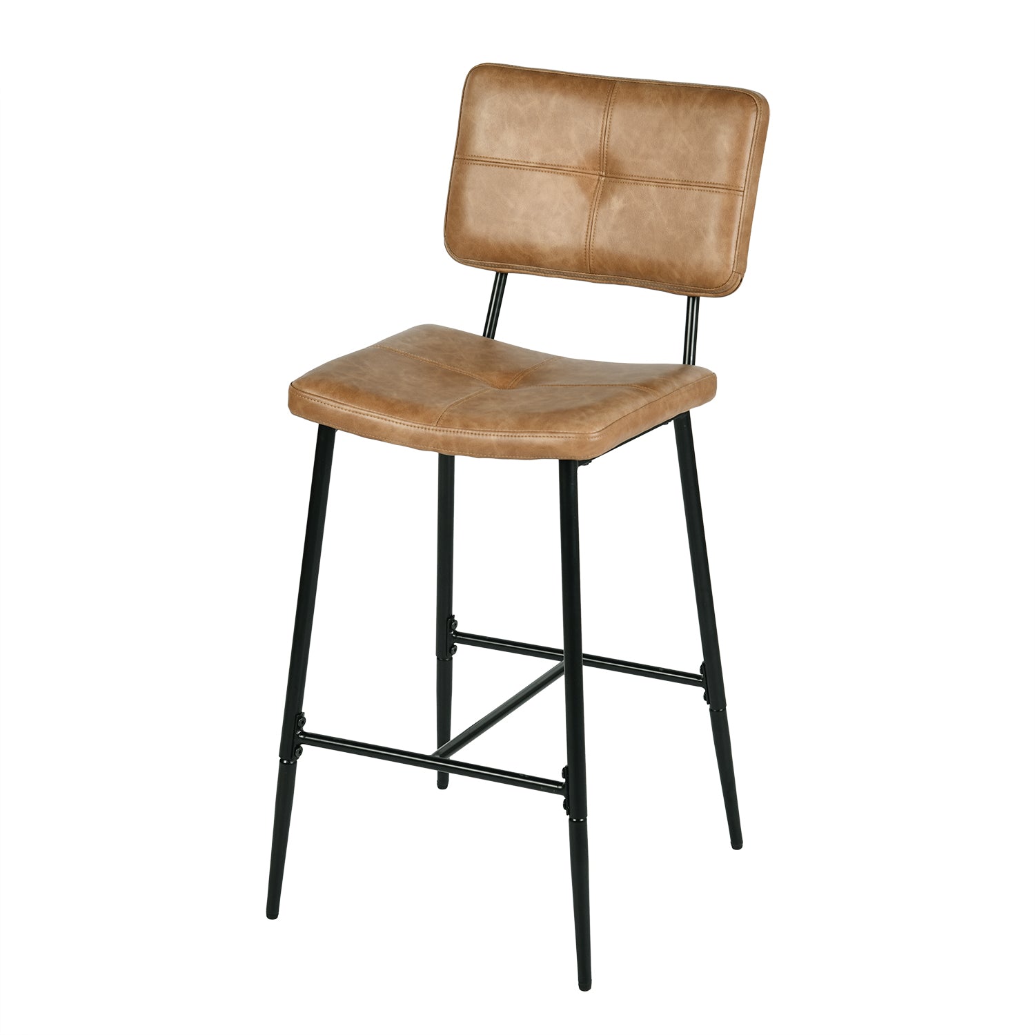 Homy Casa IDP-CS001 Cognac Brown Counter Bar Stools Open Box