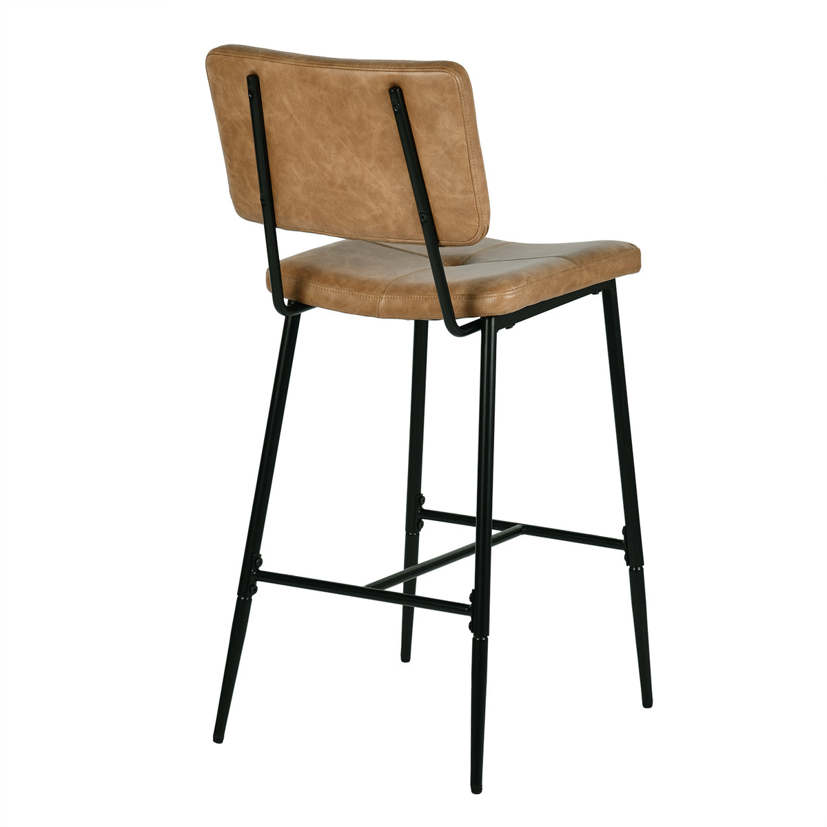 Homy Casa IDP-CS001 4PC Kitchen Dining Set 26.4" Bar Table with 2 Cognac PU Barstools in Brown Open Box