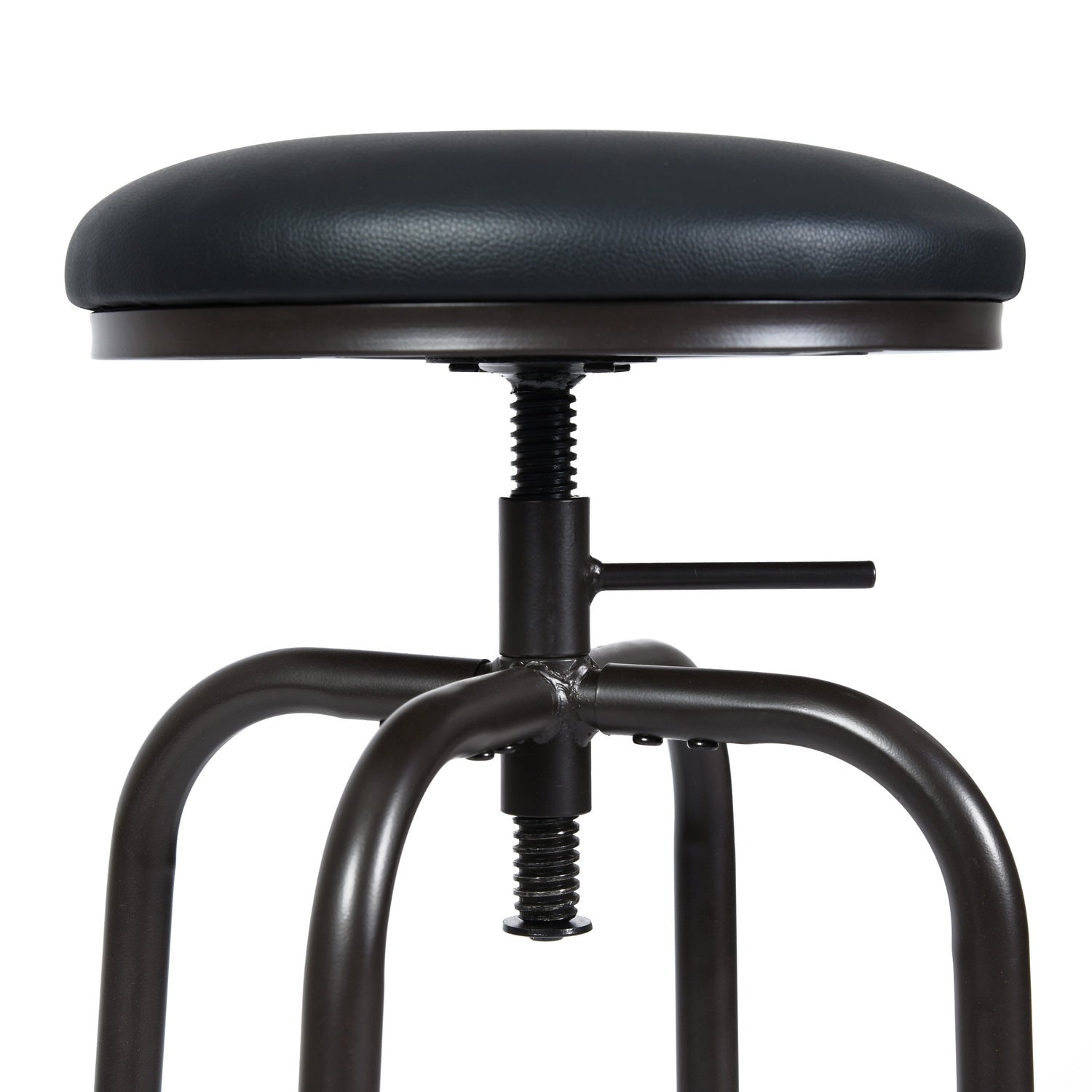 Homy Casa Anacletus 2PC Industrial Adjustable Swivel Bar Stools 27"-30" Height with Black Cushioned Seats Open Box