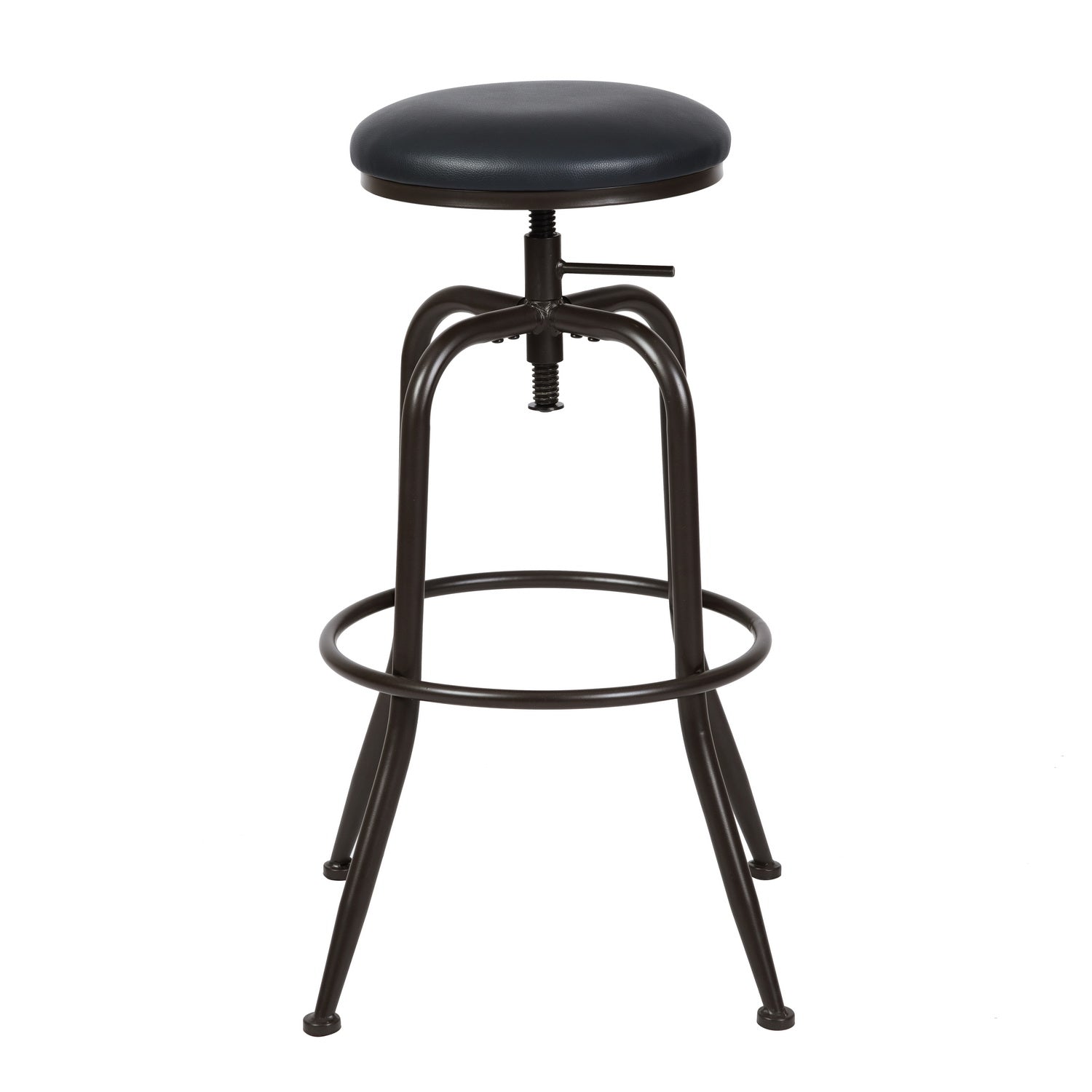 Homy Casa Anacletus 2PC Industrial Adjustable Swivel Bar Stools 27"-30" Height with Black Cushioned Seats Open Box