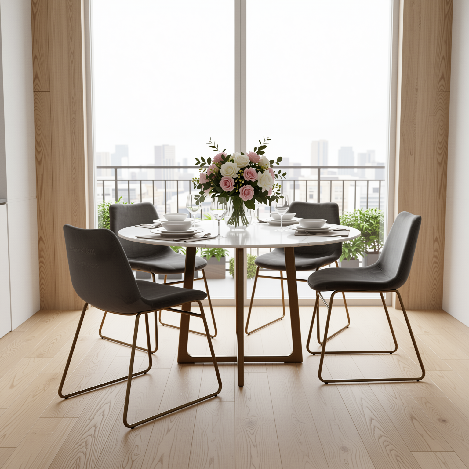 Batassel Grey Velvet Upholstery Dining Chair Set of 2