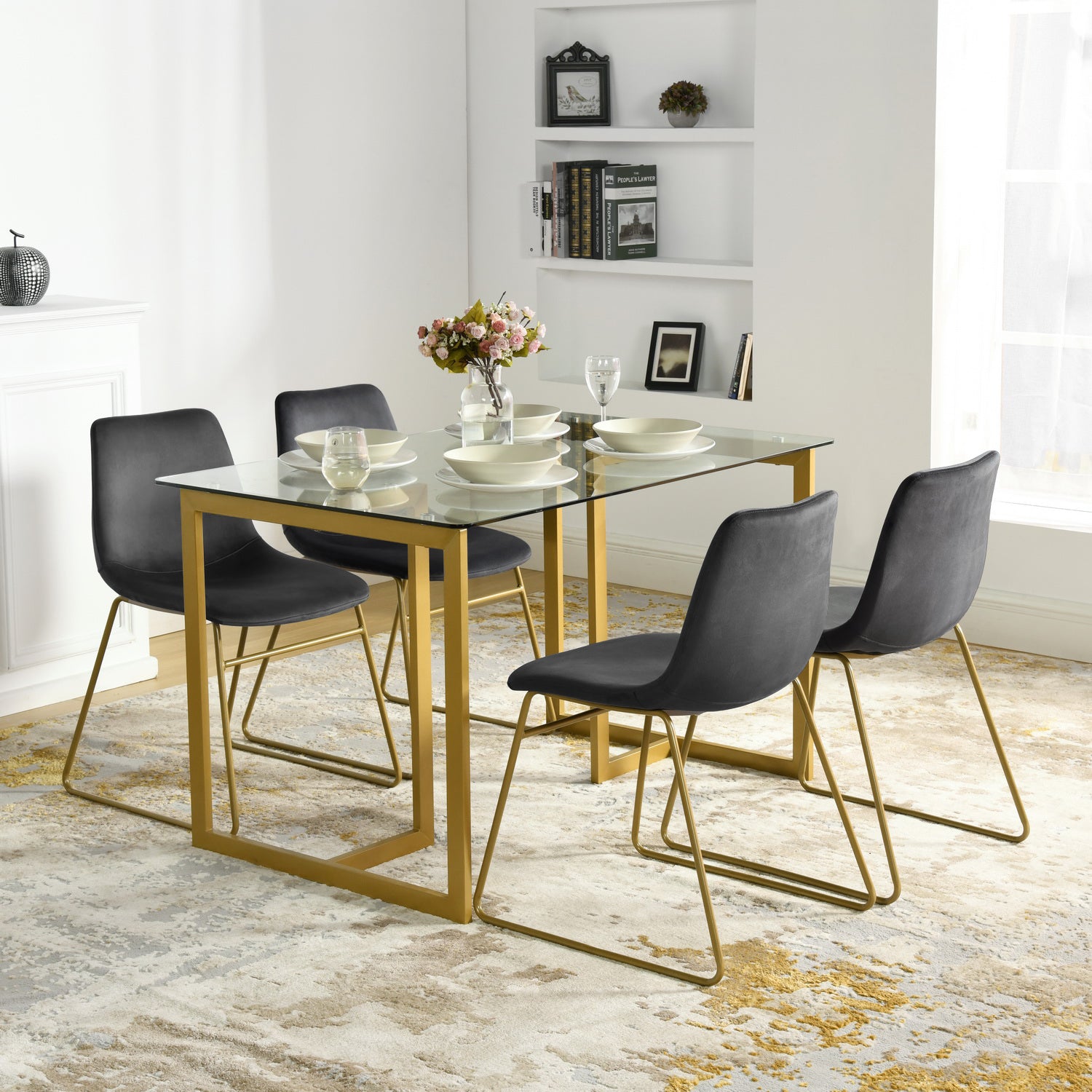 Batassel Velvet Upholstery Dining Chair Set of 2