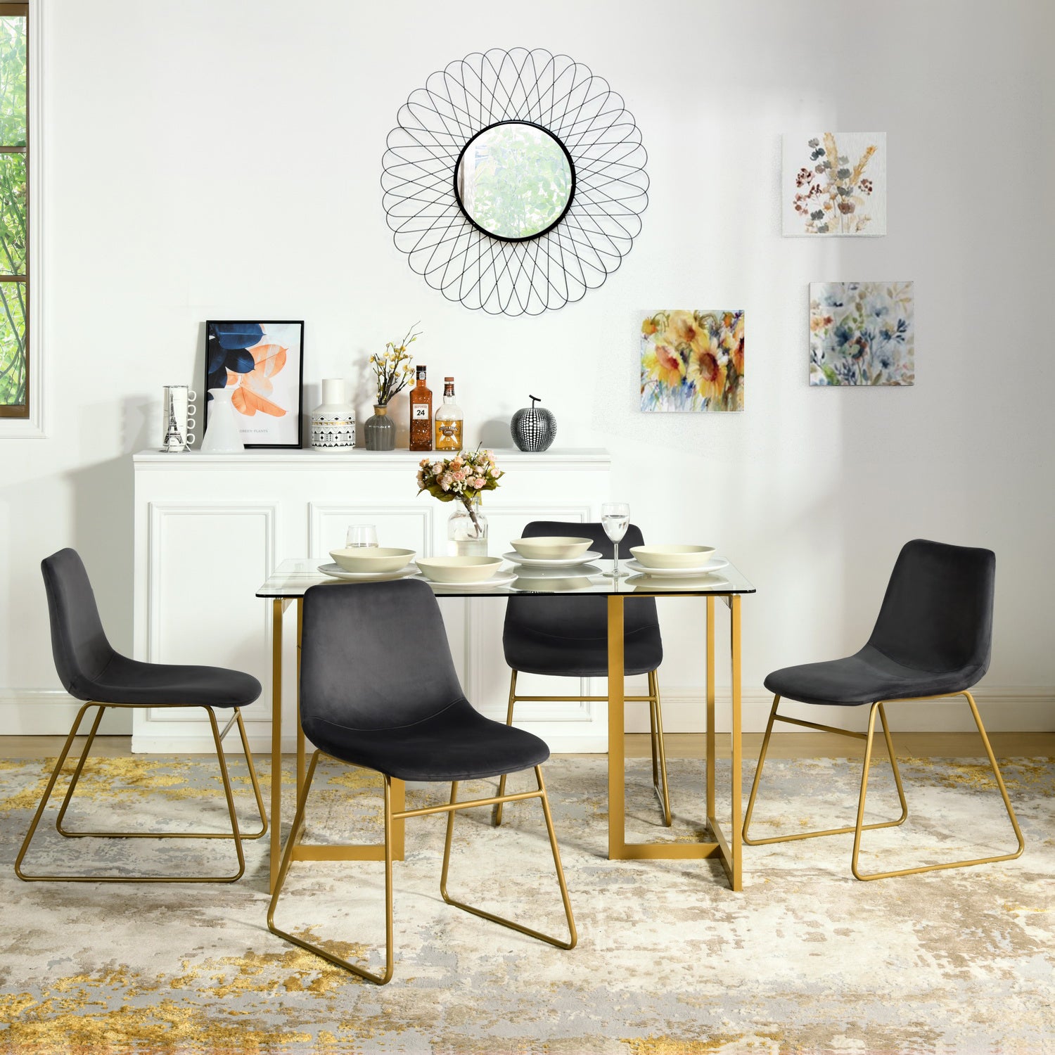 Batassel Velvet Upholstery Dining Chair Set of 2