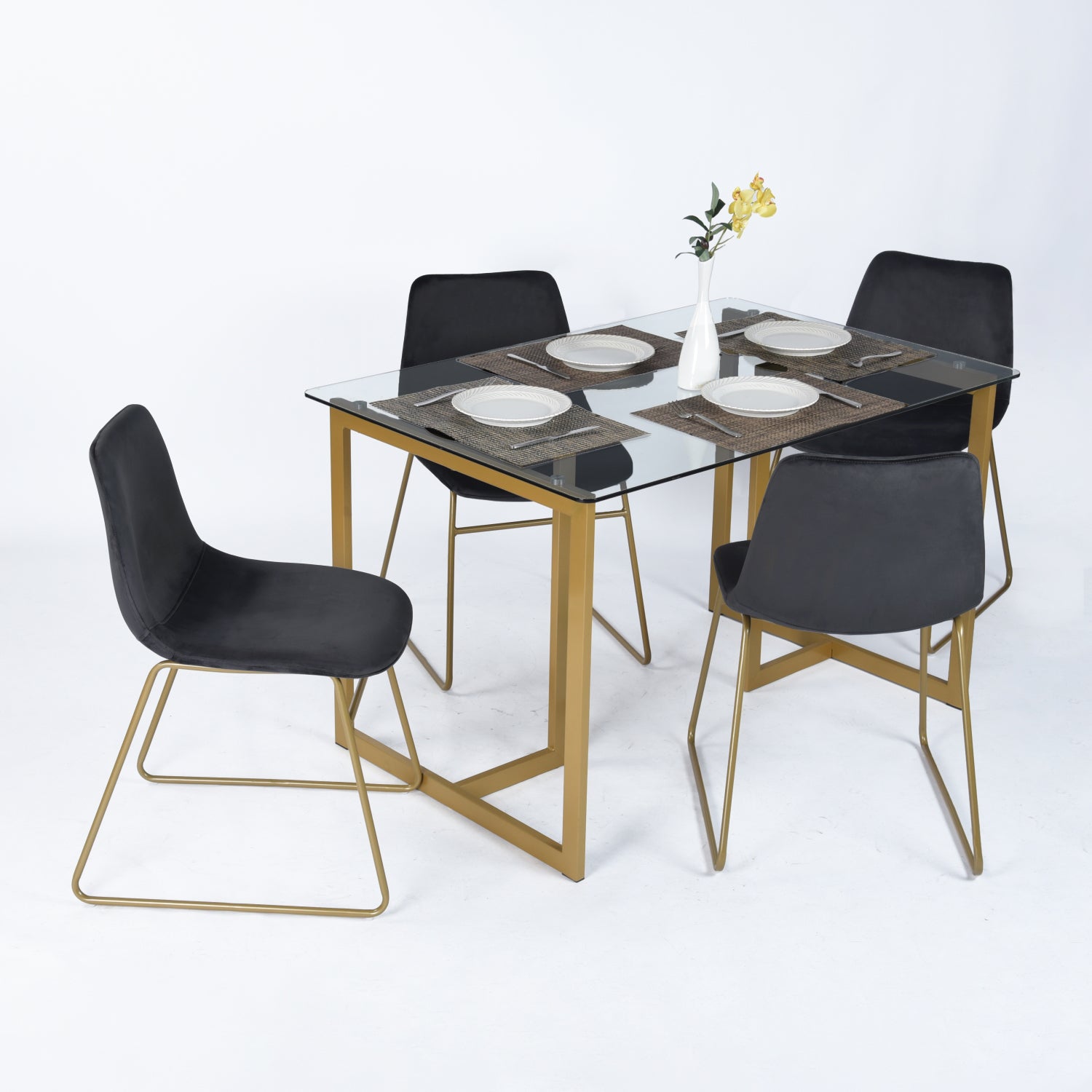 Batassel Velvet Upholstery Dining Chair Set of 2