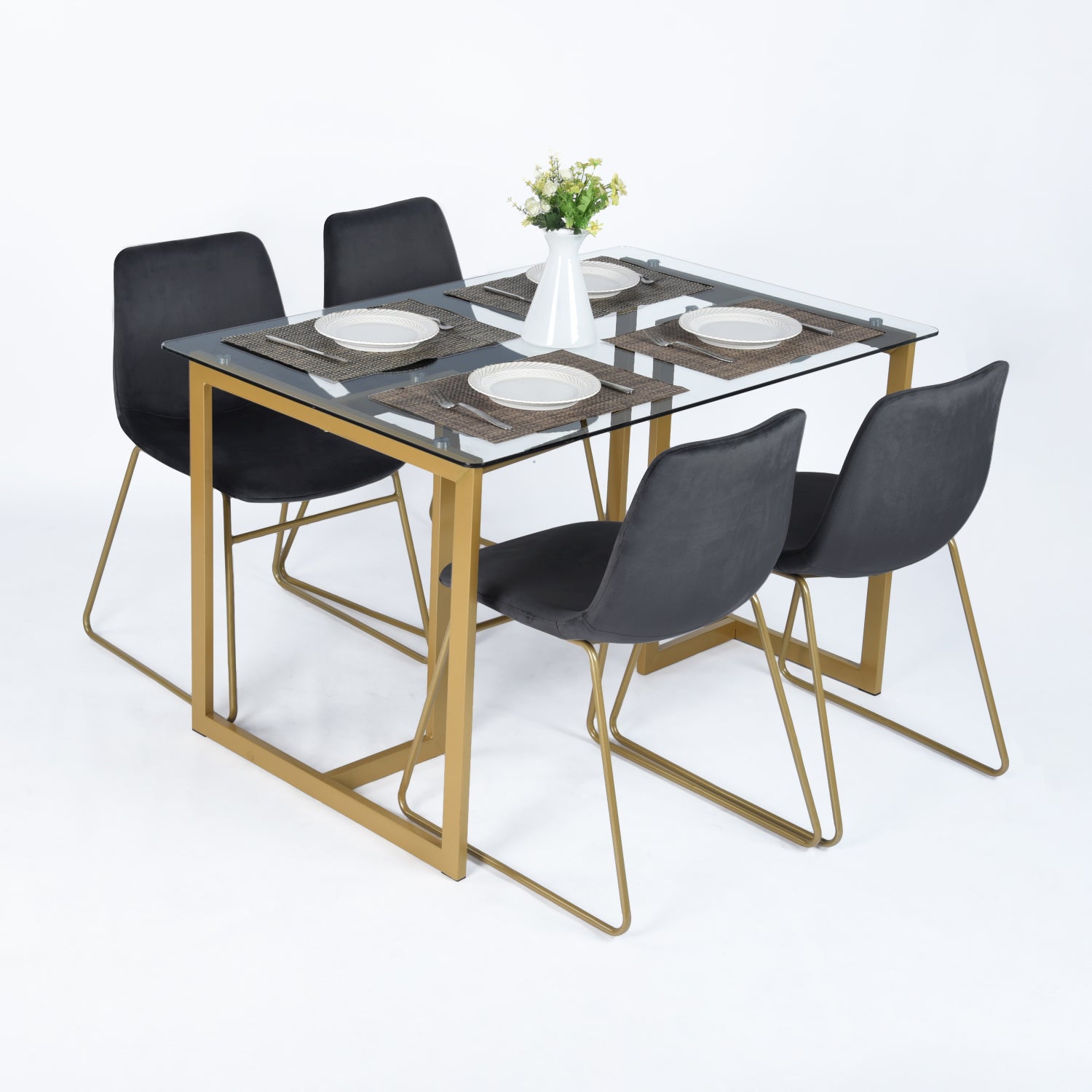 Batassel Velvet Upholstery Dining Chair Set of 2
