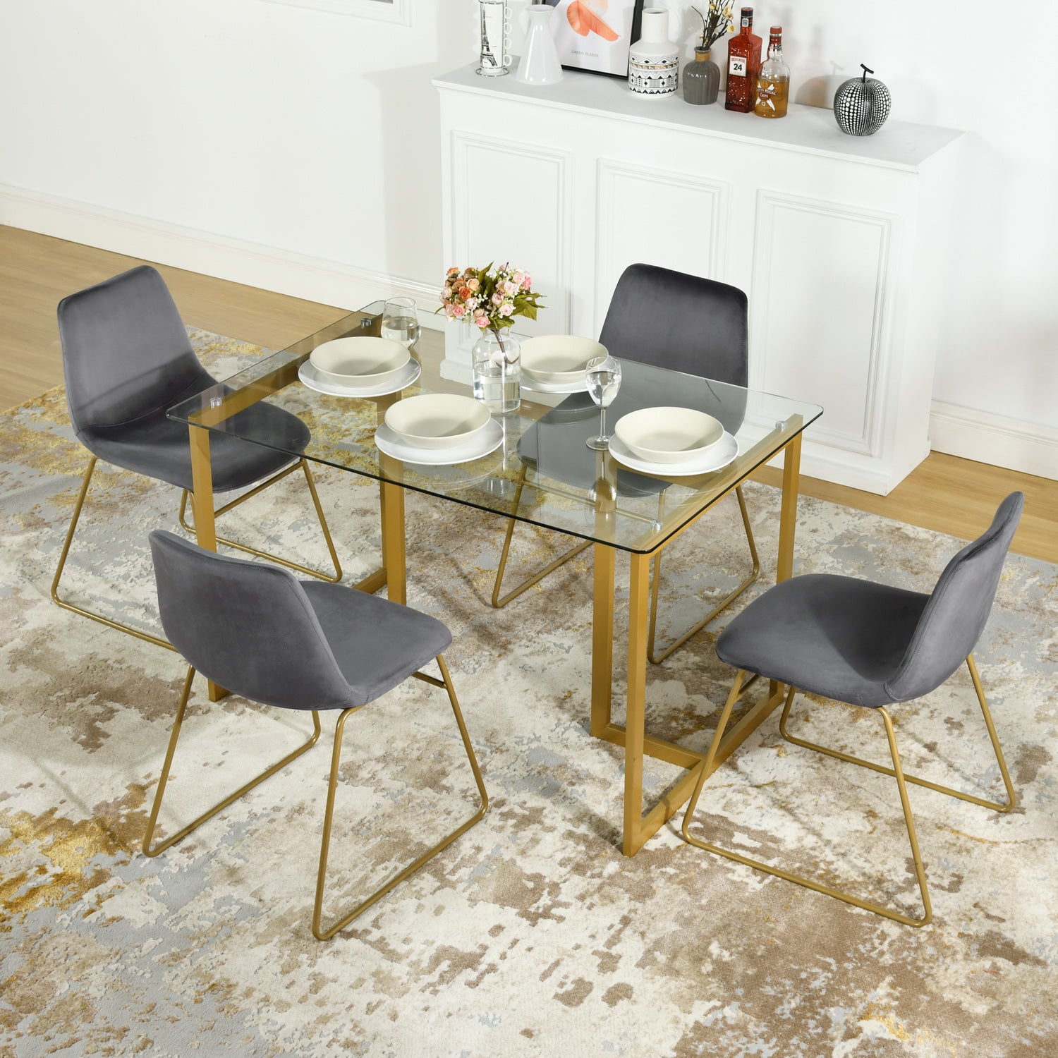 Batassel Velvet Upholstery Dining Chair Set of 2