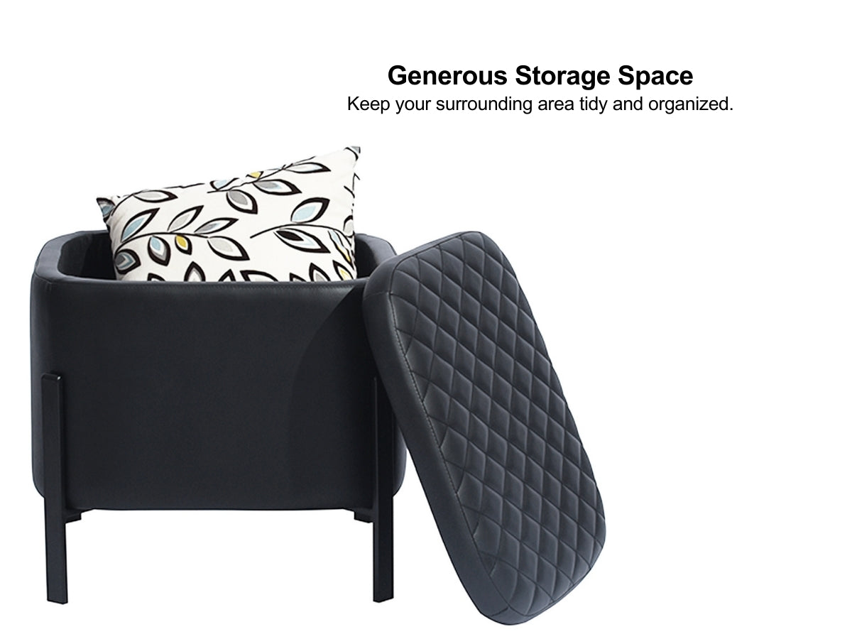 Homy Casa Bottega Modern Storage Ottoman Bench with Upholstered Seat and Hidden Storage Black,Open Box