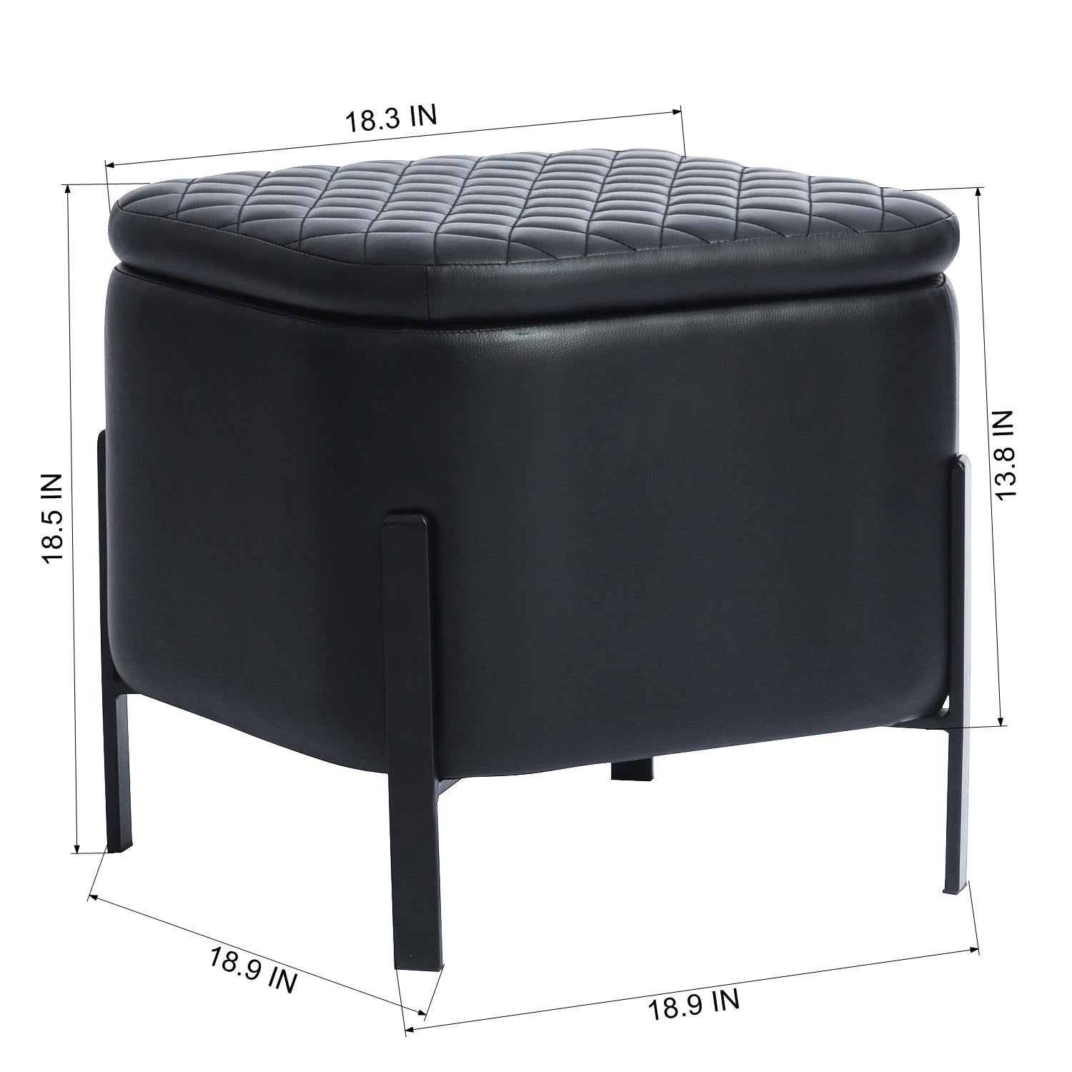 Homy Casa Bottega Modern Storage Ottoman Bench with Upholstered Seat and Hidden Storage Black,Open Box