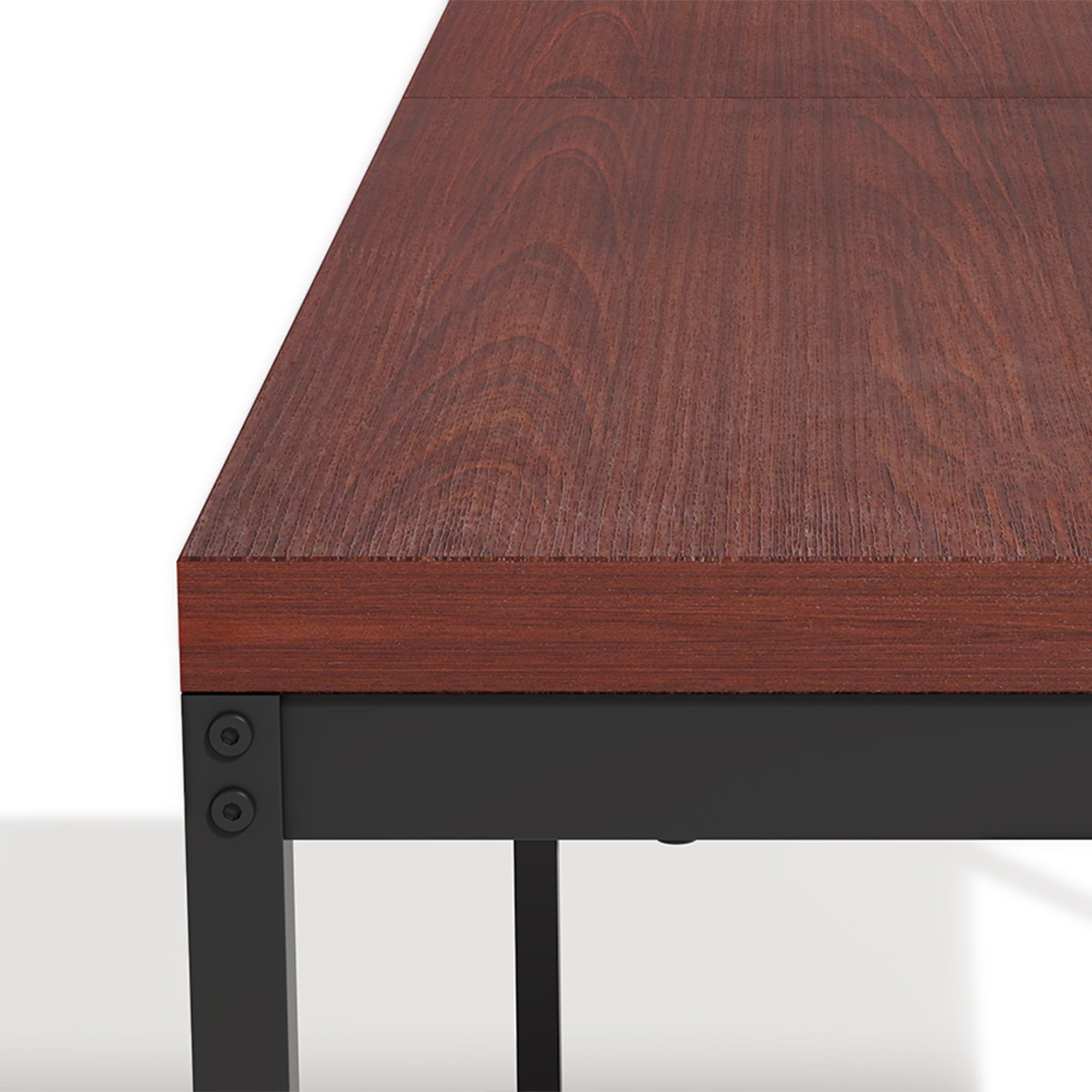 Homy Casa CAJON 150+HAVEN 5-Piece Dining Set 59" Dark Walnut Table and 4 Beige Fabric Dining Chairs Open Box