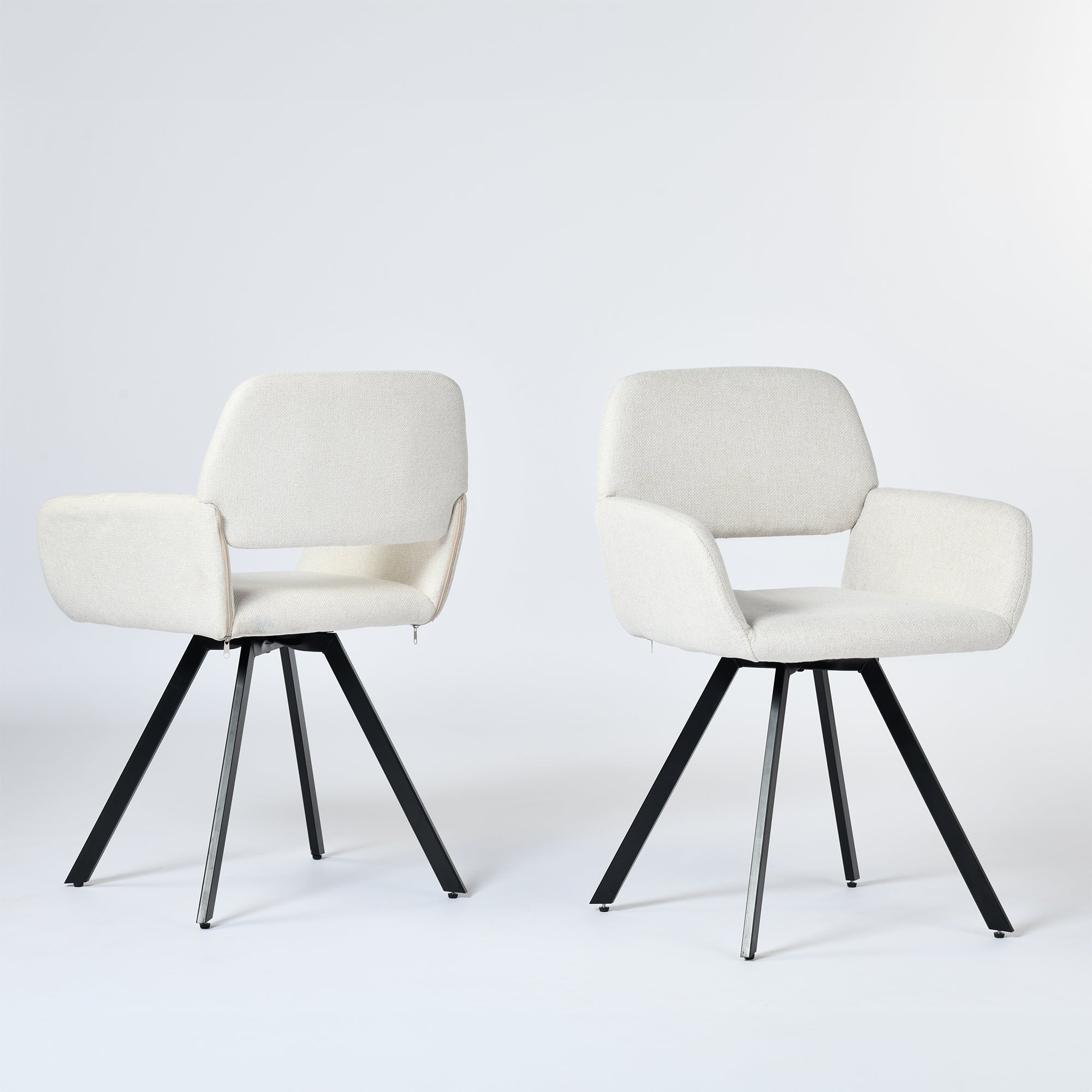 Homy Casa California Set of 2 Swivel Fabric Dining Chairs, Beige