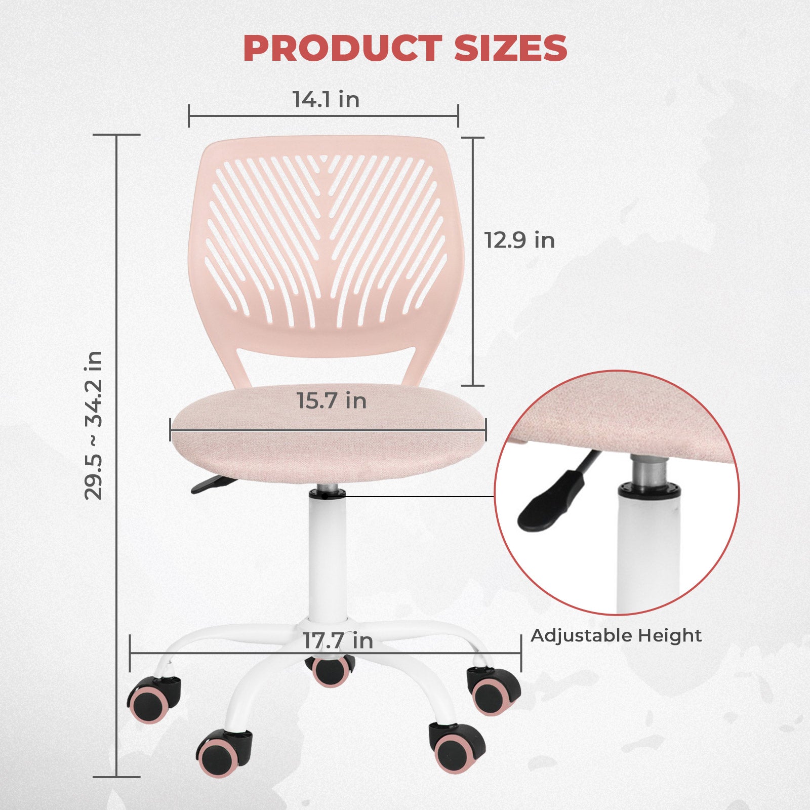 Homy Casa Carnation Morandi Pink Fabric Desk Chair