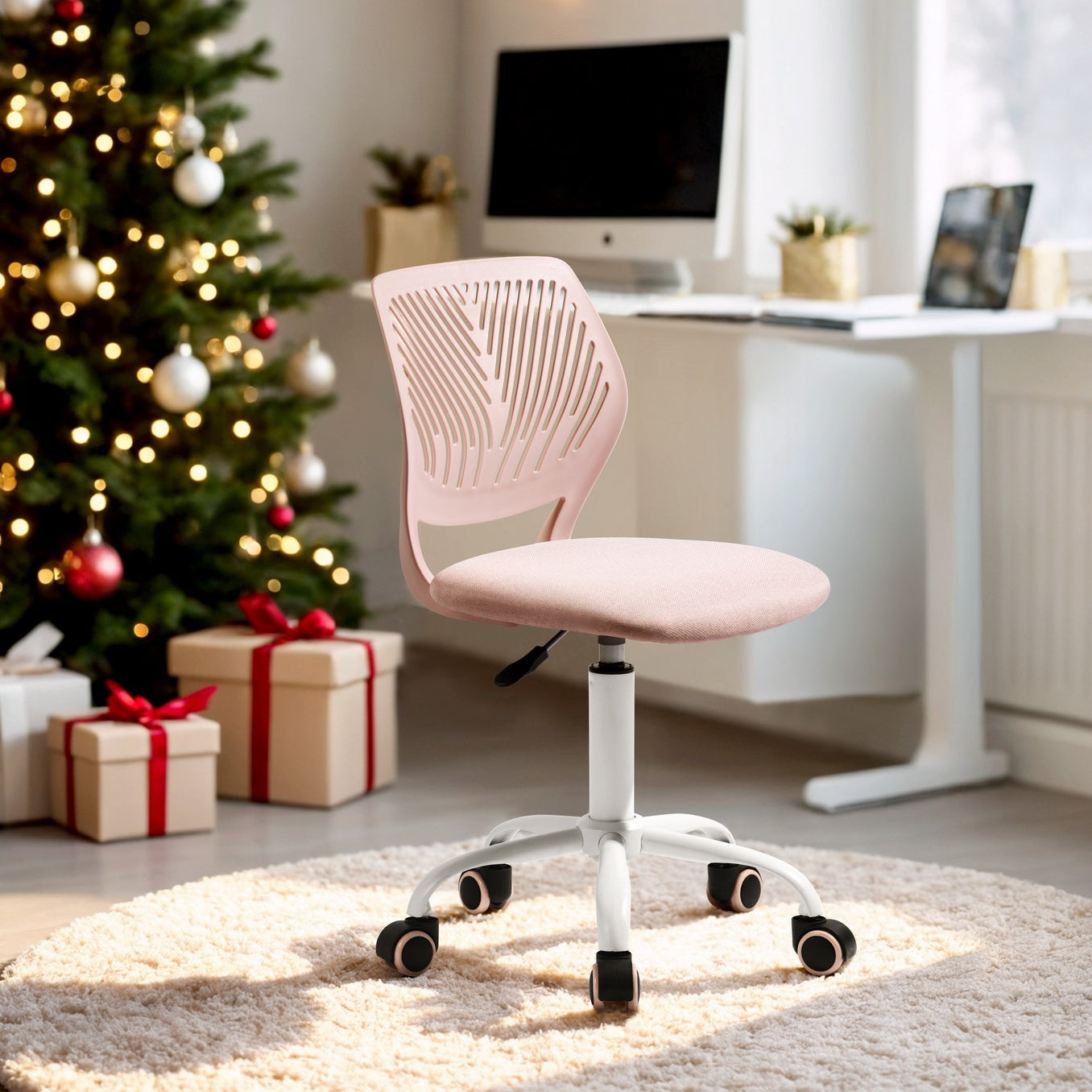 Carnation Fabric Study Chair - Morandi Colors, Ergonomic Design