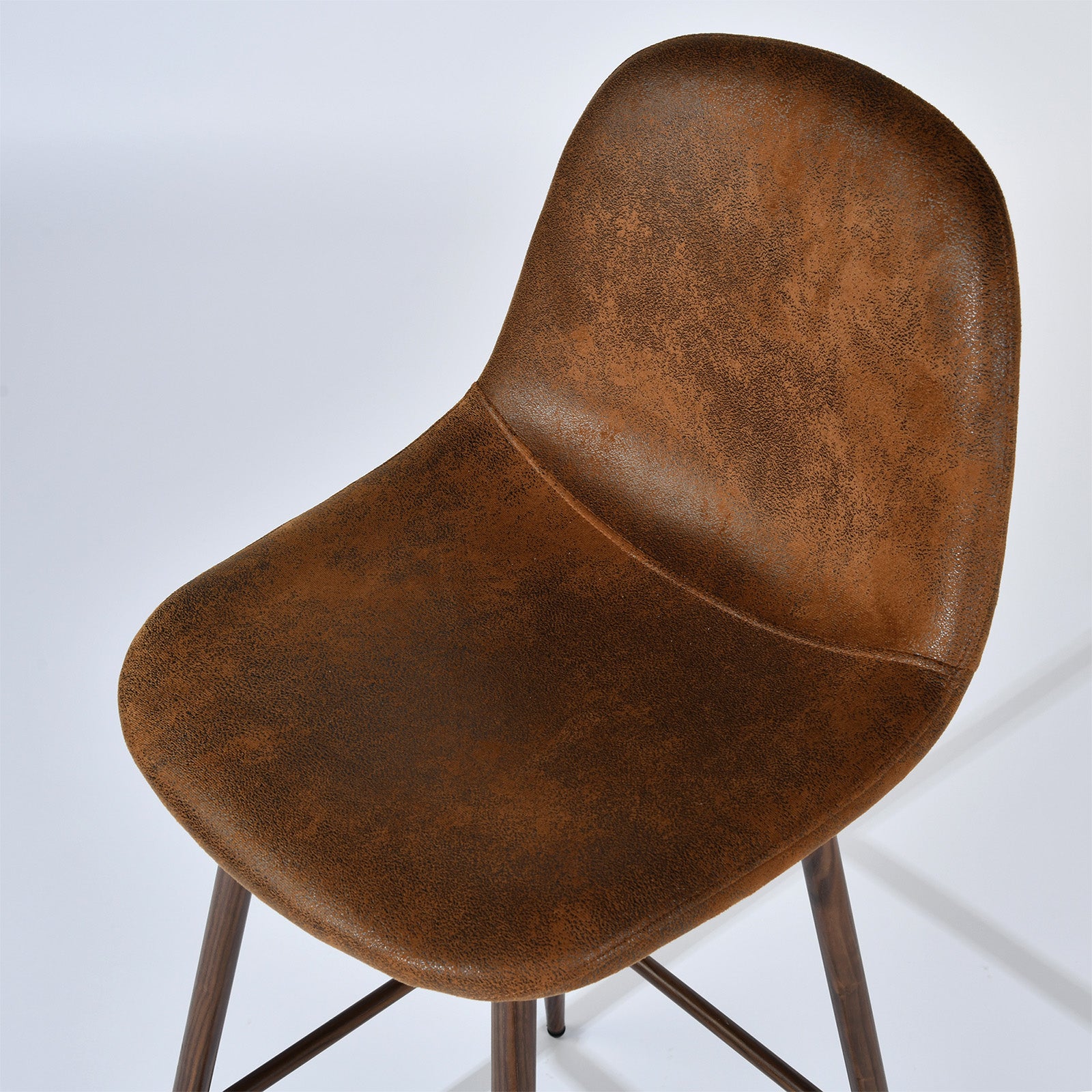 Homy Casa Charlton Counter 2PC Bar Stool Suede Brown Swivel Chair Open Box