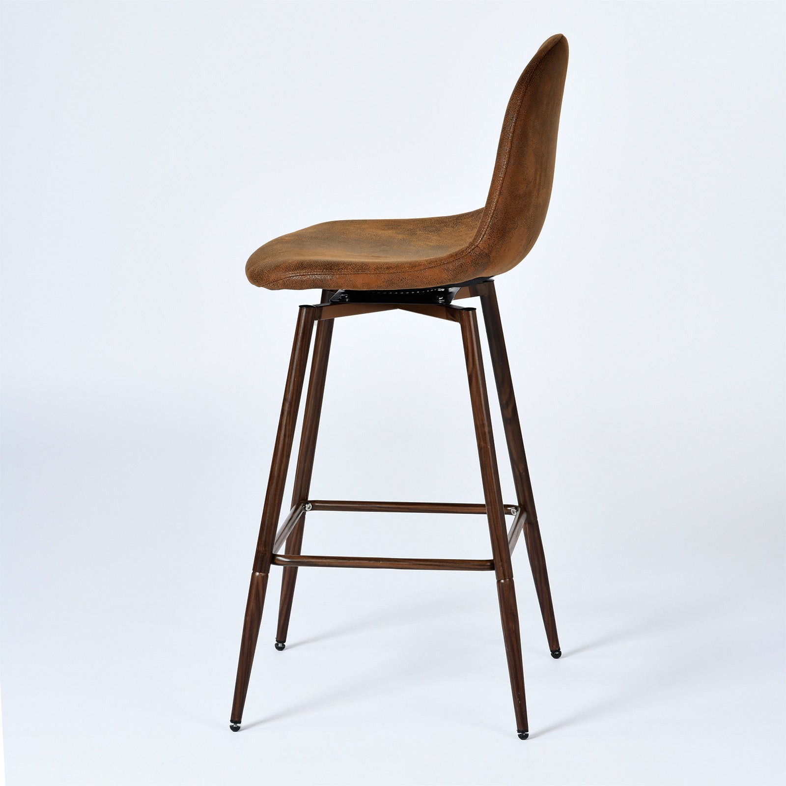 Homy Casa Charlton Counter 2PC Bar Stool Suede Brown Swivel Chair Open Box