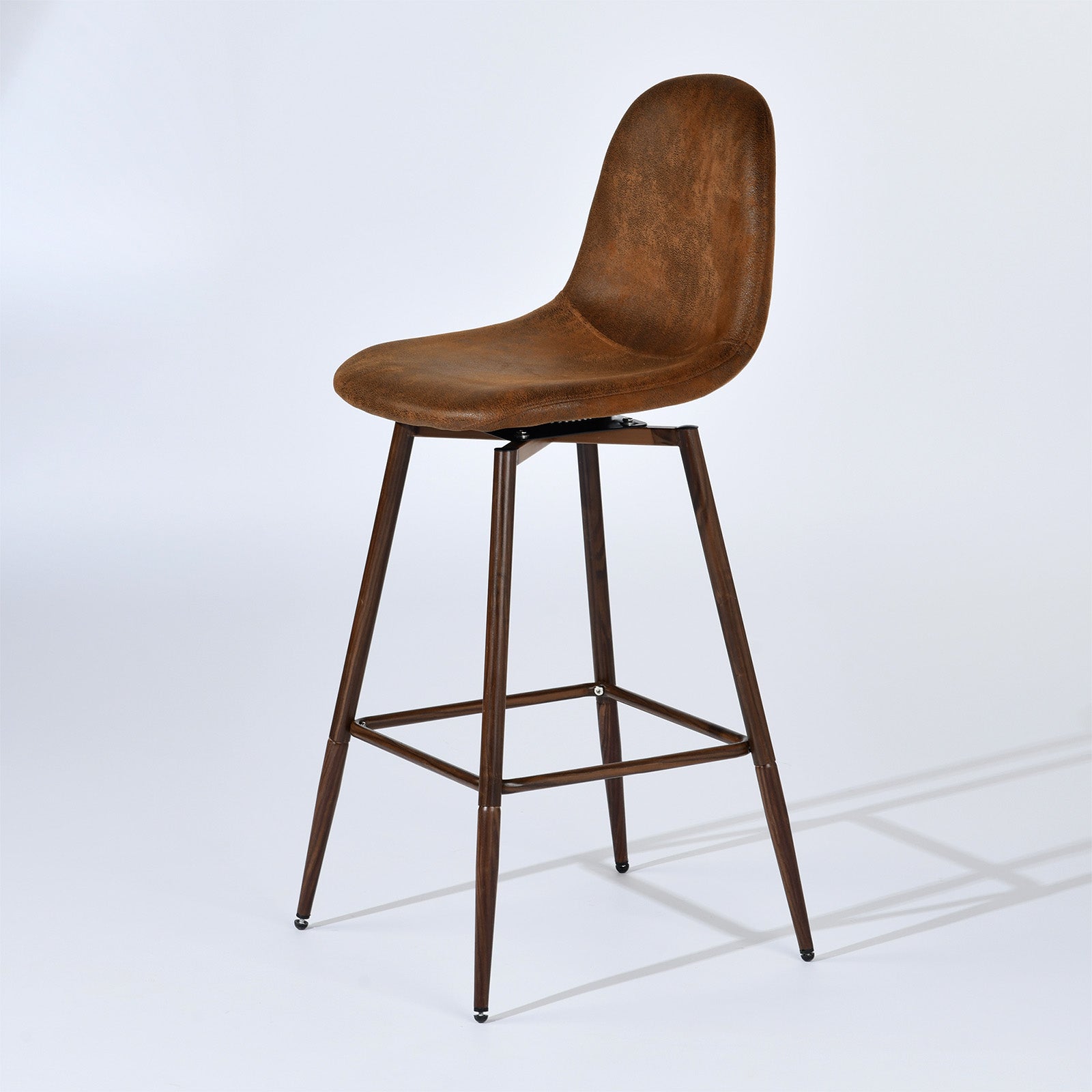 Homy Casa Charlton Counter 2PC Bar Stool Suede Brown Swivel Chairs