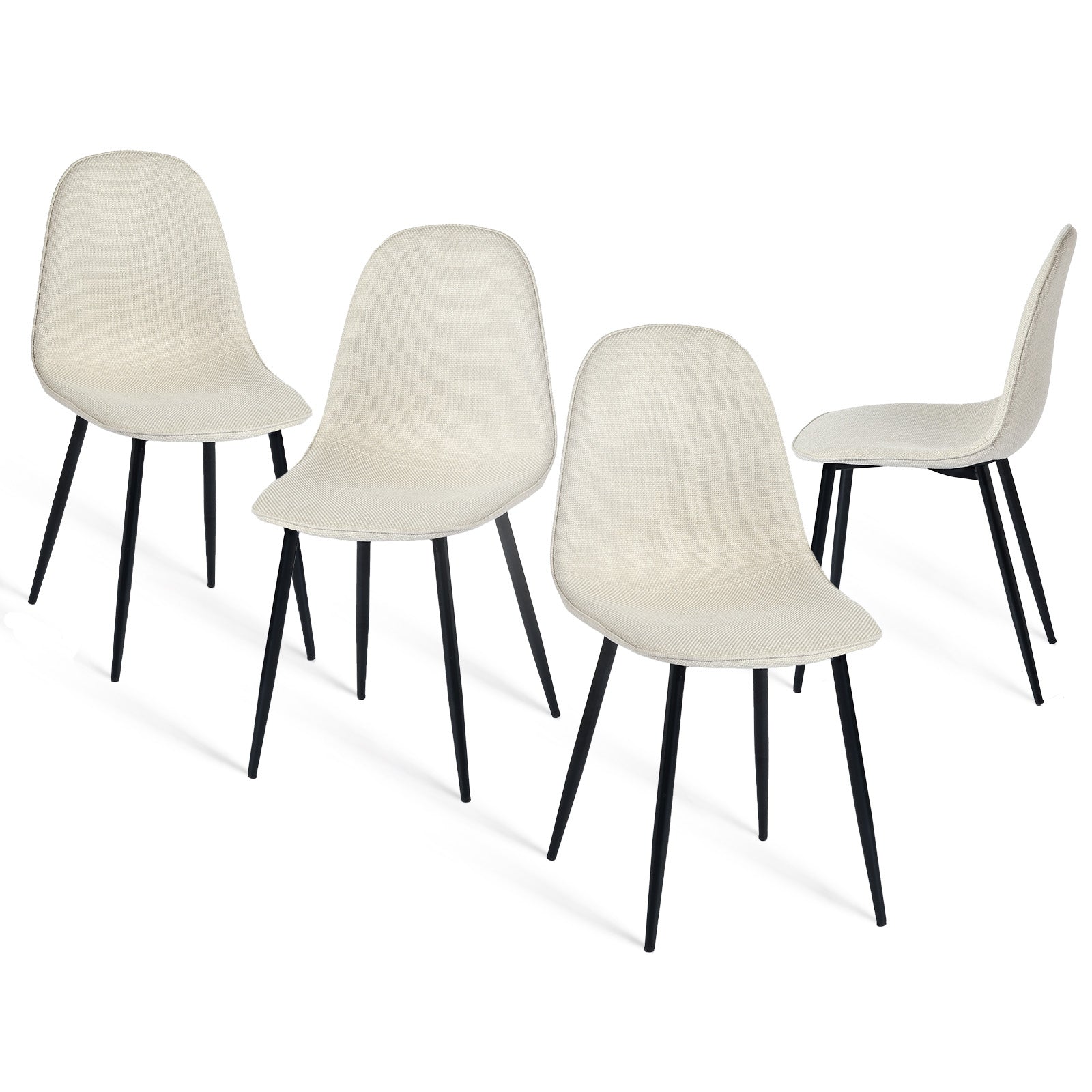 Charlton 4PC Chenille Fabric Dining Chair with Wooden Metal Legs