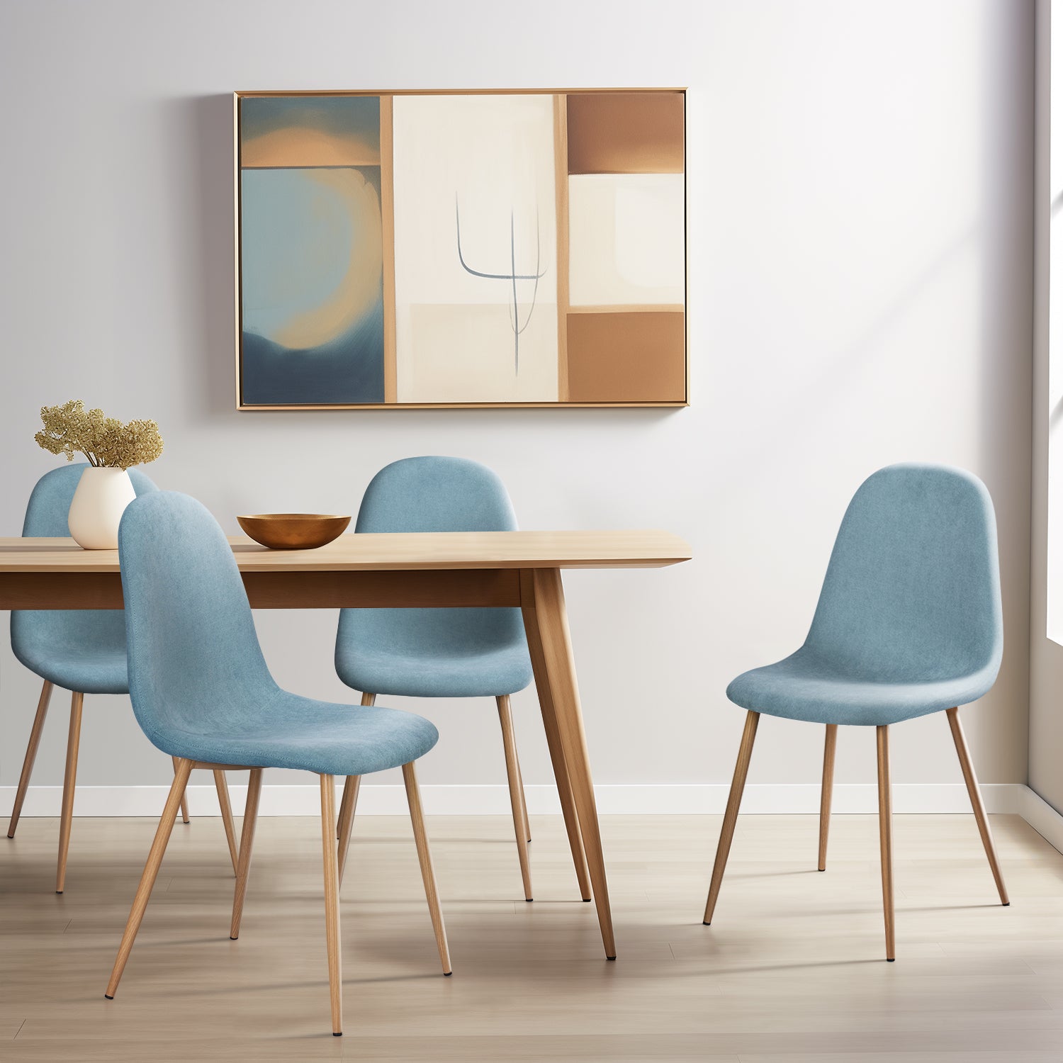 Homy Casa Charlton 4PC Modern Fabric Dining Chair, Mint, Open Box