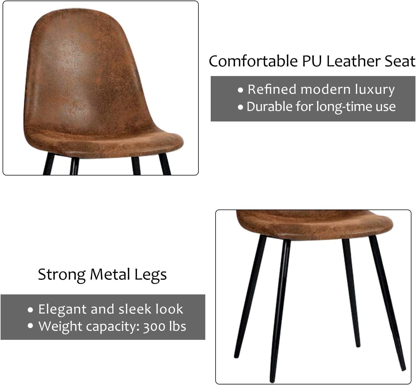 Homy Casa CHARLTON SUEDE BROWN Dining Chair "16.14" x 19.69" x 33.07" for Home and Office