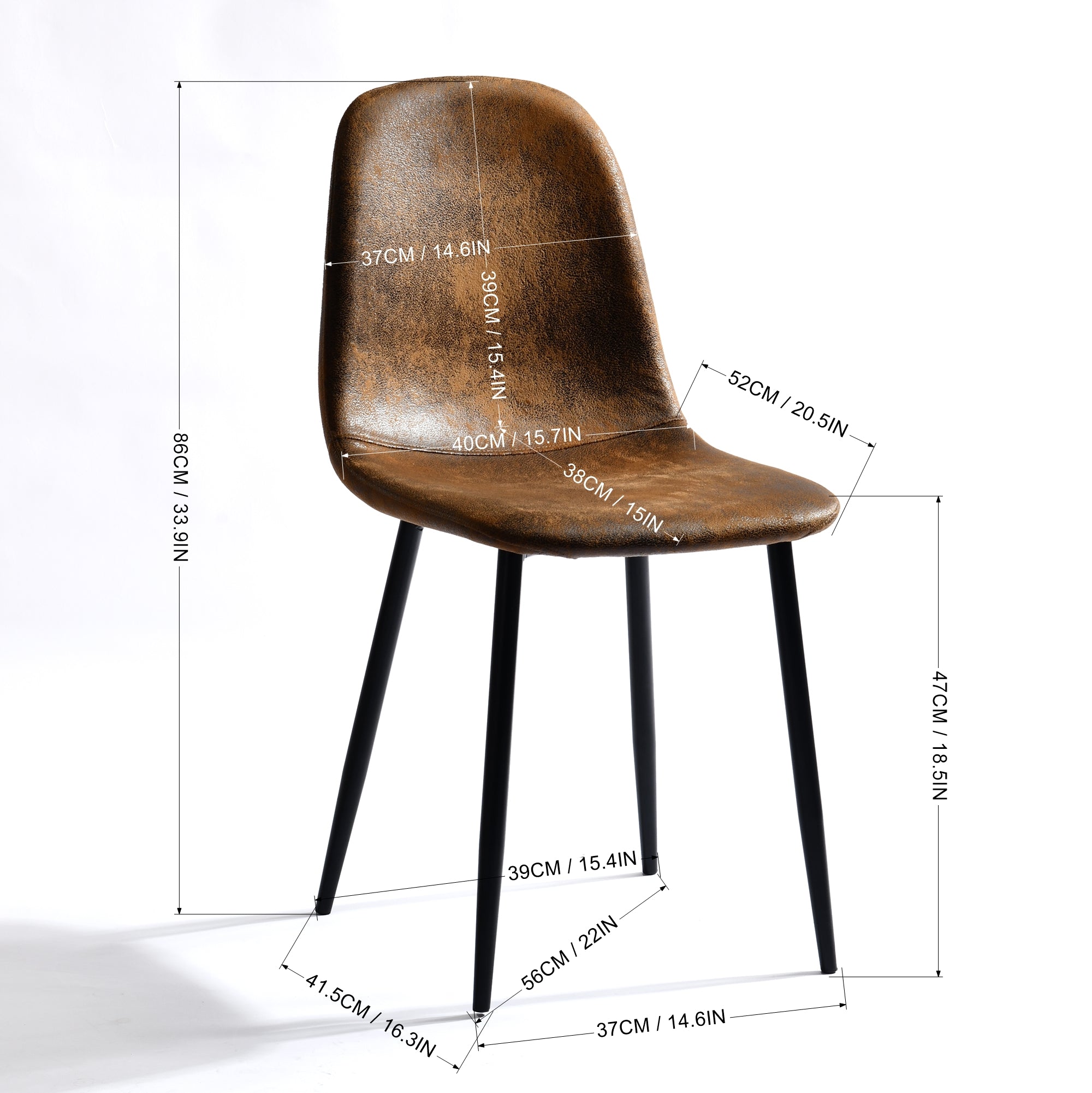 Charlton Suede Shell Dining Chairs with Black Metal Legs Set of 4