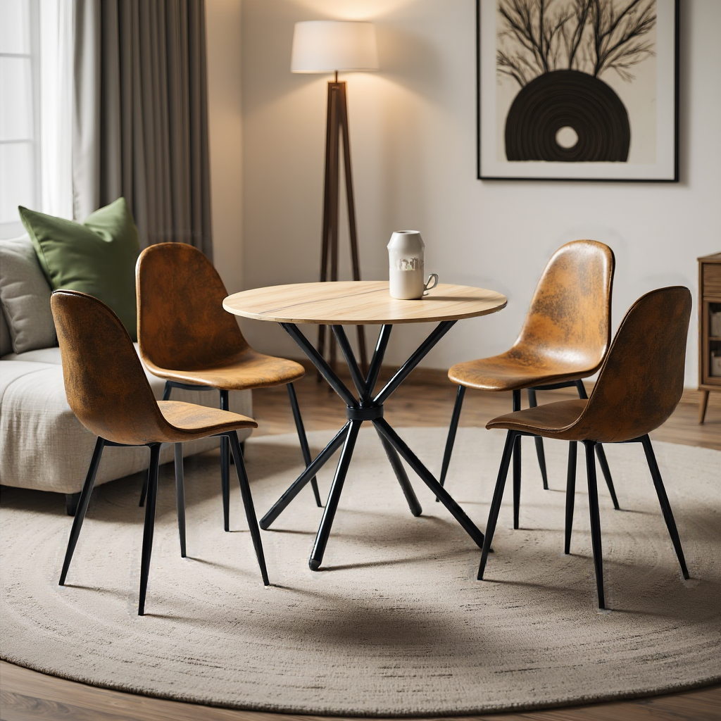 Fontana 5 Piece Oak & Charlton Upholstered Dining Set