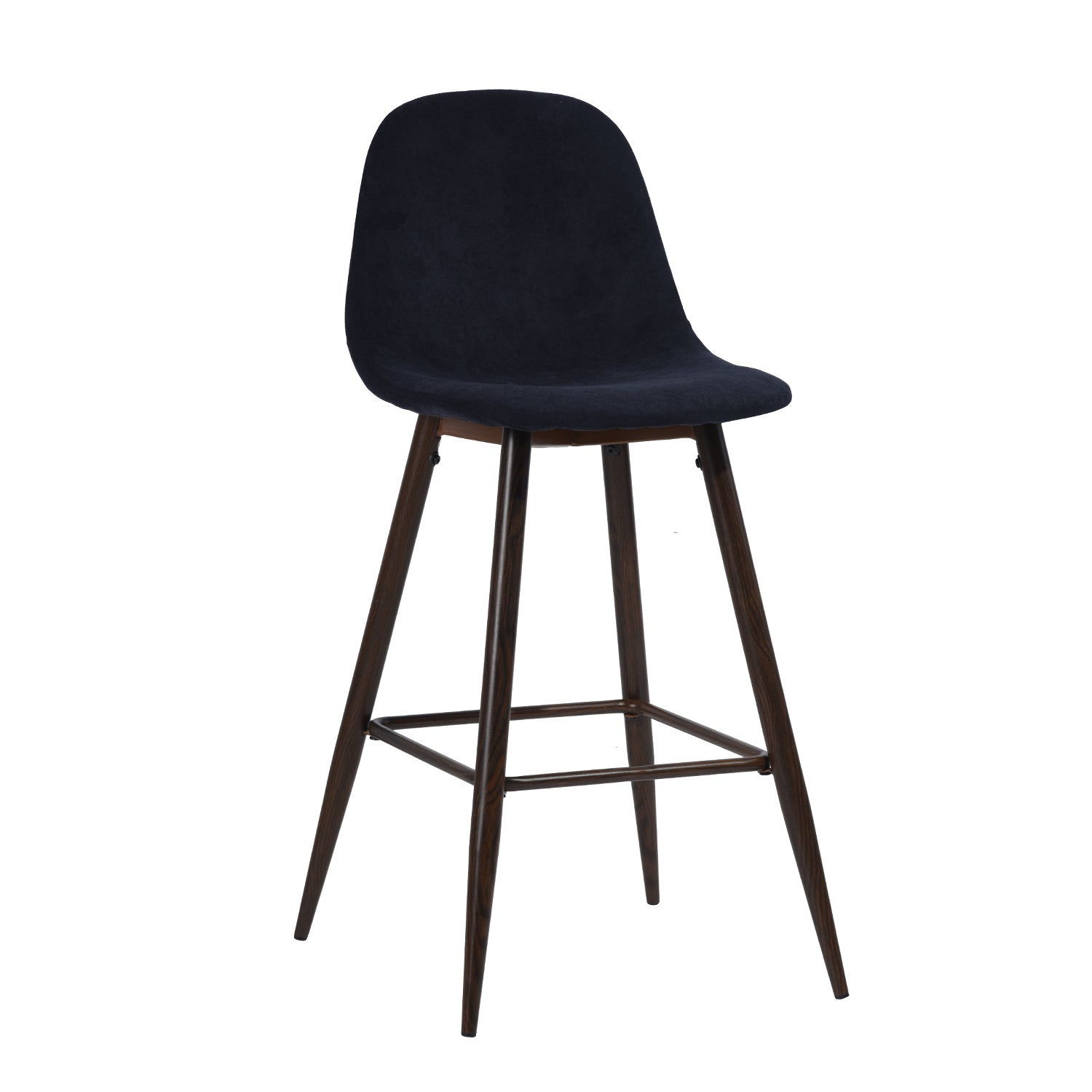 Homy Casa Charlton 26" Counter Swivel Barstool Navy Blue Terry Walnut Metal Leg for Bar or Kitchen Island Open Box