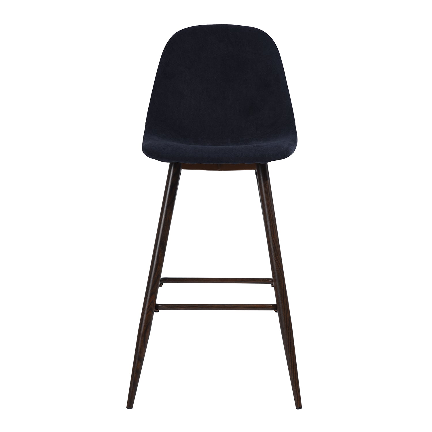 Open Box Homy Casa CHARLTON COUNTER 26" Navy Blue Terry Barstool with Walnut Metal Legs - Bar Stool Seating