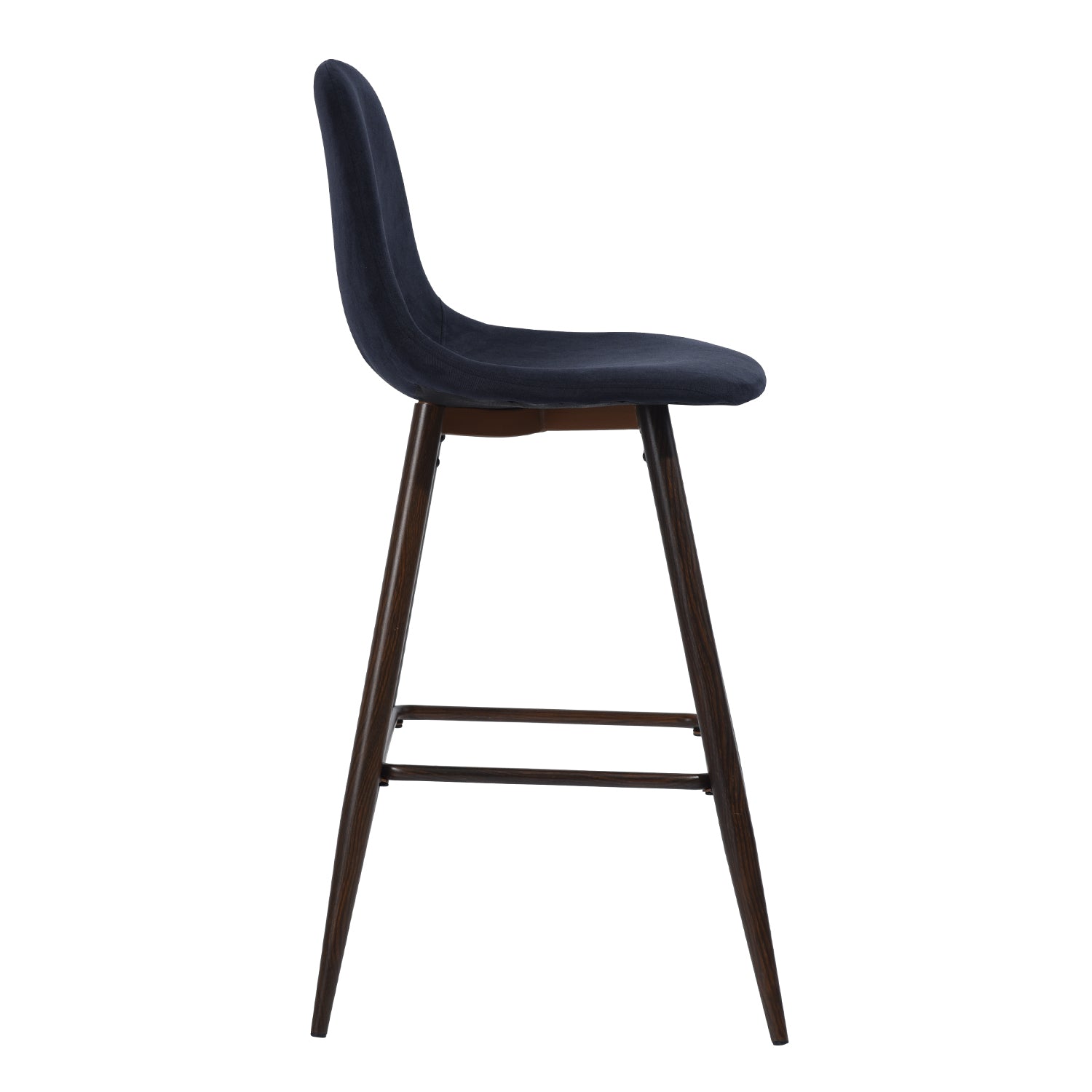 Open Box Homy Casa CHARLTON COUNTER 26" Navy Blue Terry Barstool with Walnut Metal Legs - Bar Stool Seating