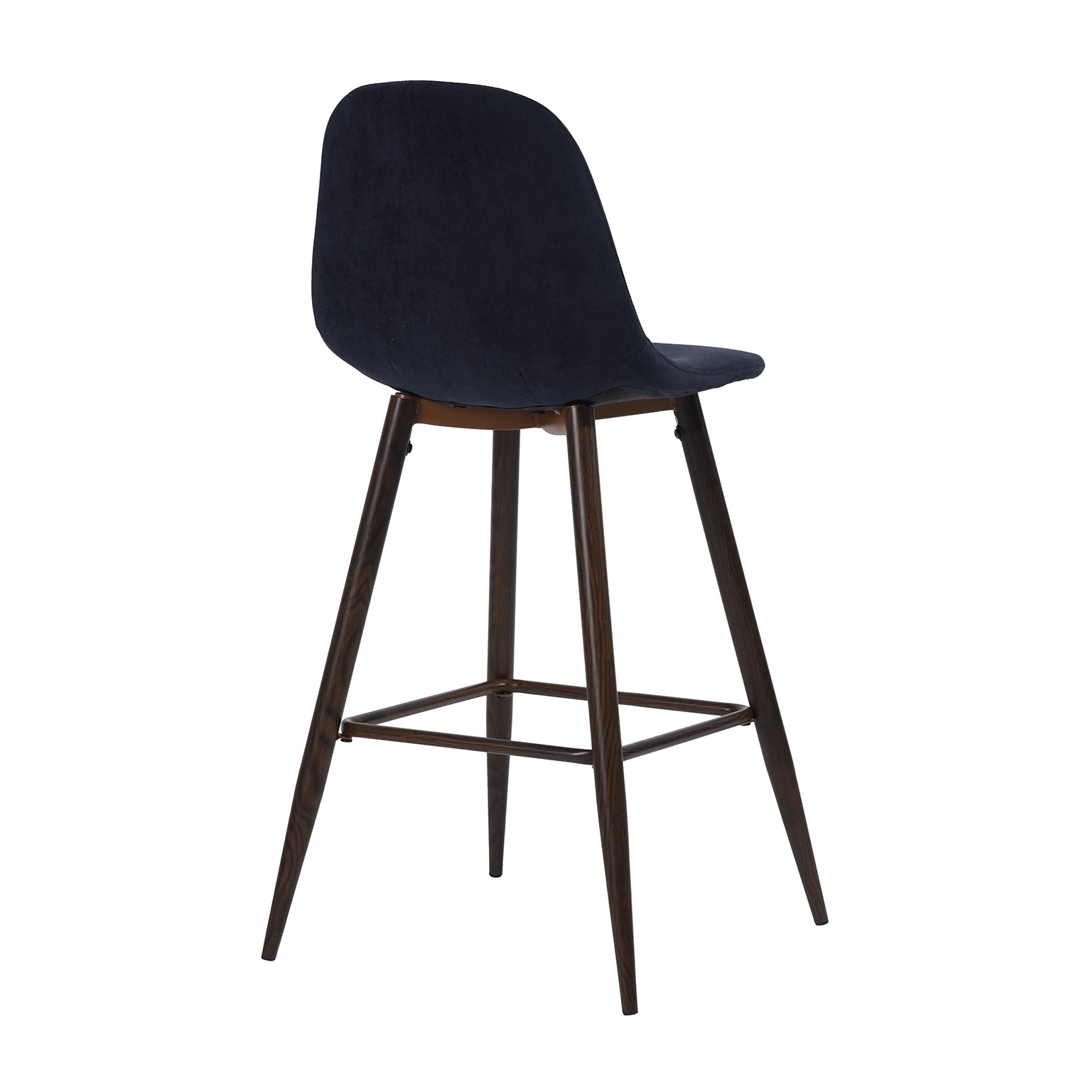 Open Box Homy Casa CHARLTON COUNTER 26" Navy Blue Terry Barstool with Walnut Metal Legs - Bar Stool Seating