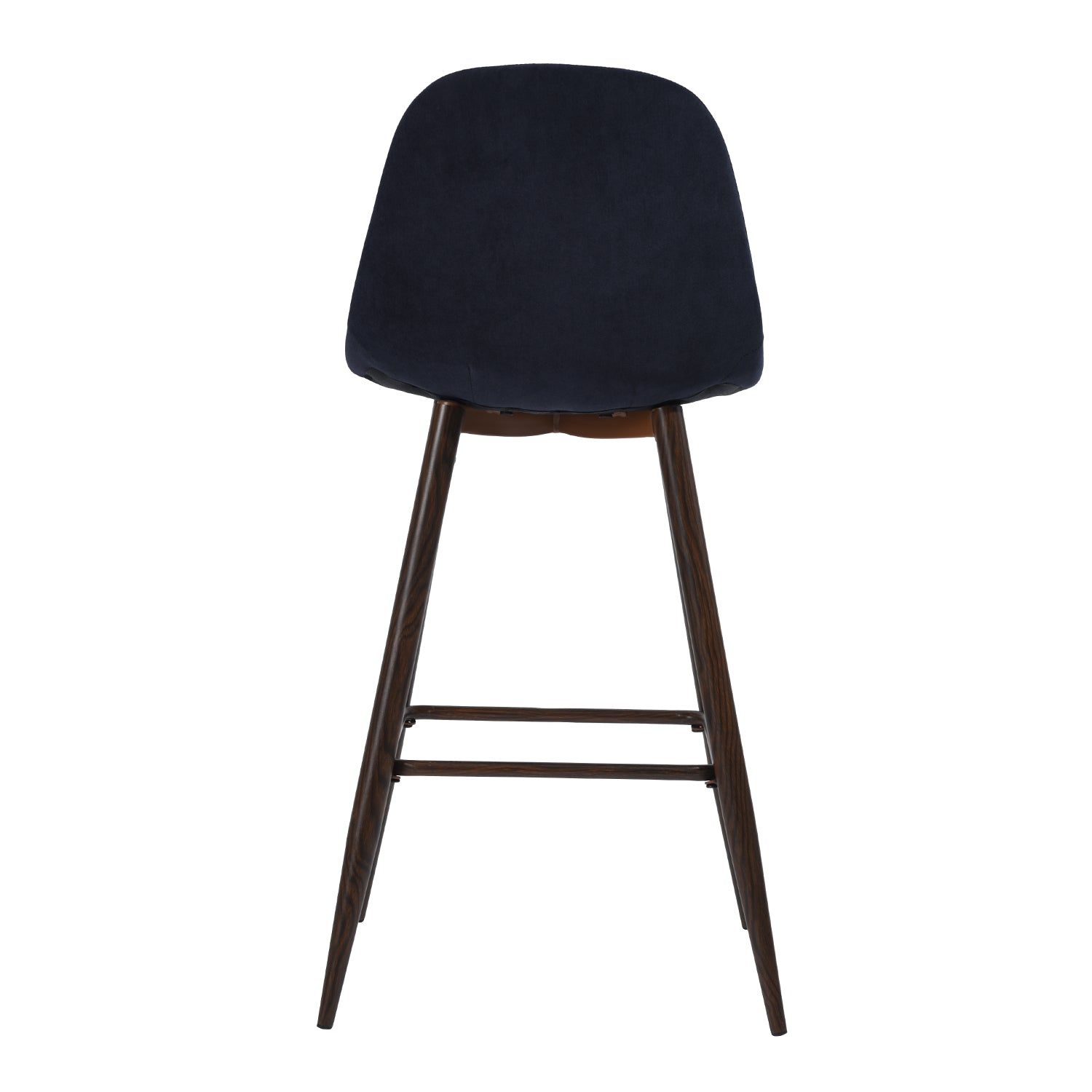 Open Box Homy Casa CHARLTON COUNTER 26" Navy Blue Terry Barstool with Walnut Metal Legs - Bar Stool Seating