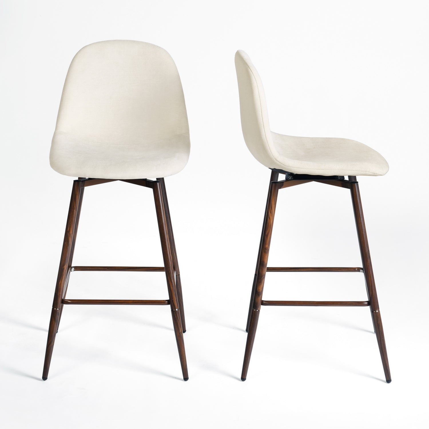 Charlton 26" Swivel Counter Height Bar Stools with Walnut Metal Legs Set of 2