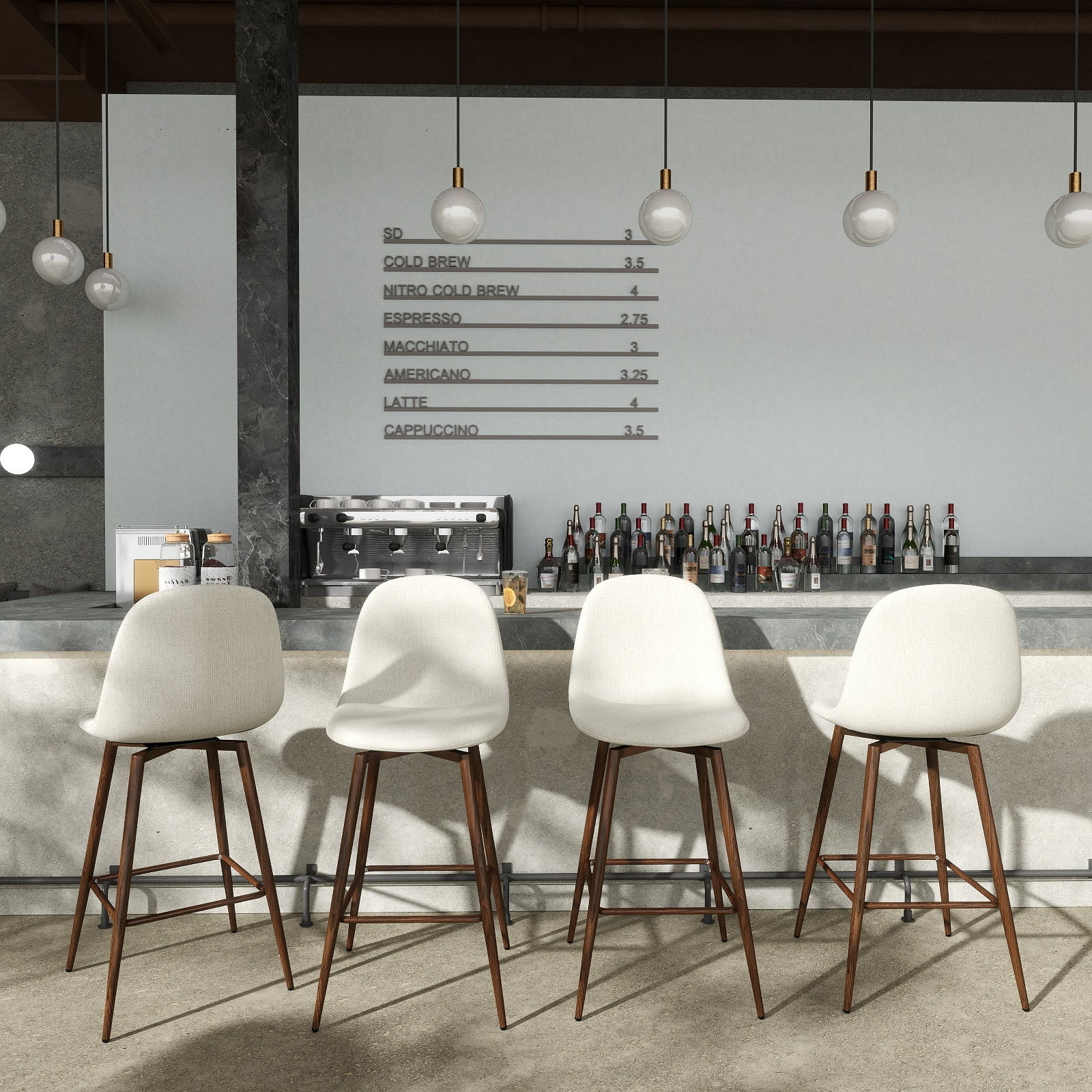 Charlton 26" Swivel Counter Height Bar Stools with Walnut Metal Legs Set of 2