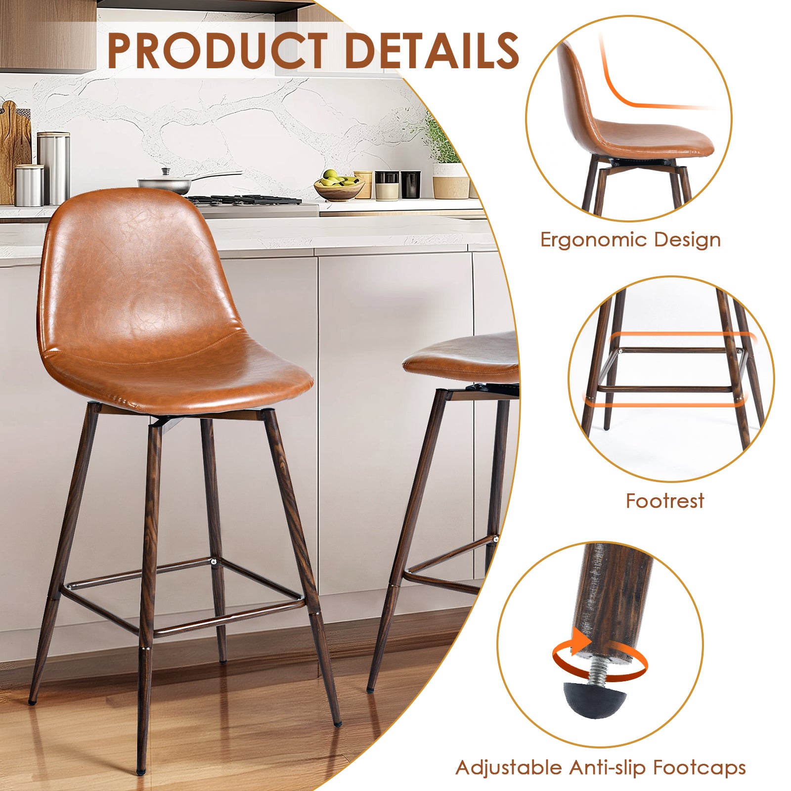 Homy Casa Charlton 26“ Counter Barstool Swivel Bar Stool for Home and Workspace Open Box