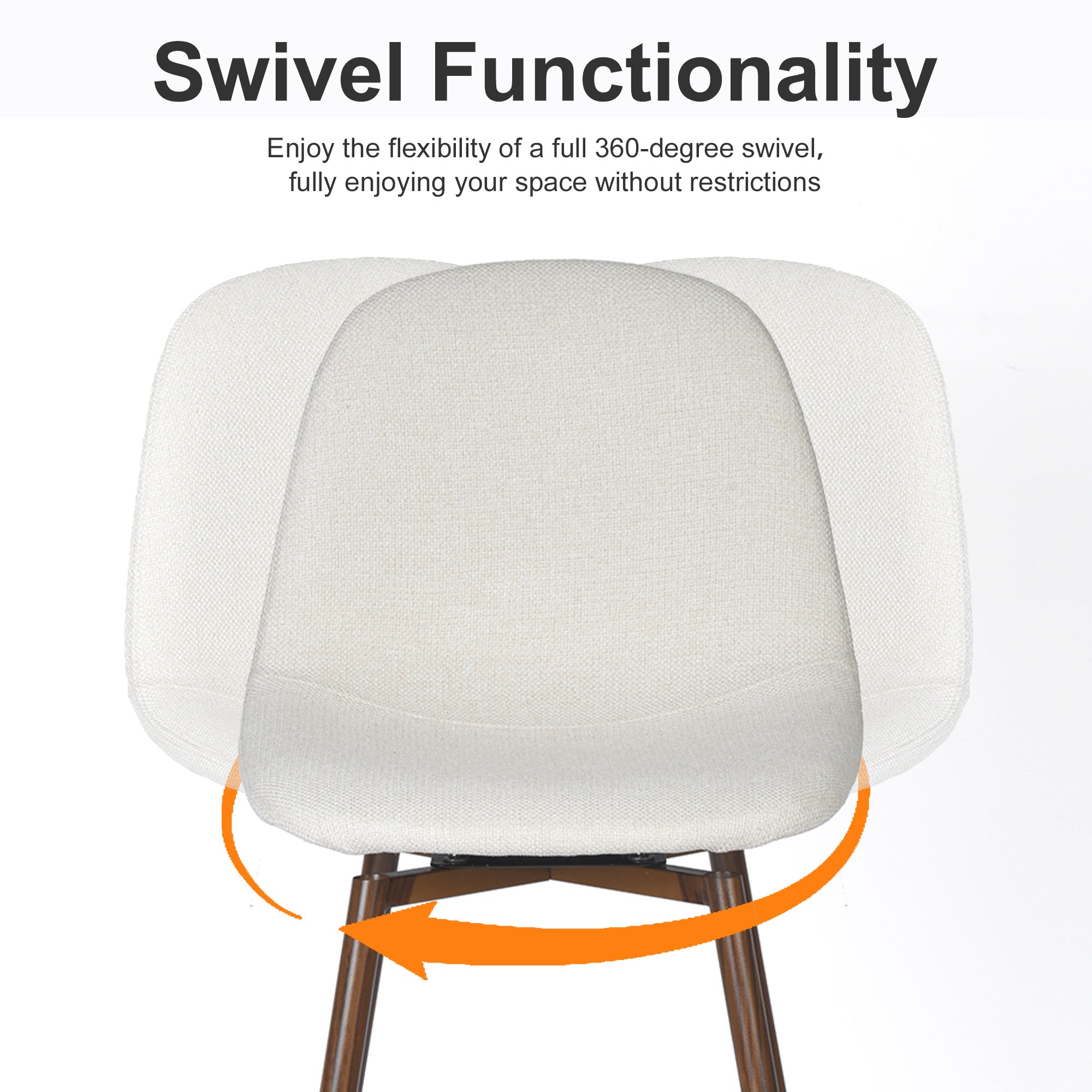 Homy Casa Charlton 2PC 26" Counter Height Swivel Barstool, Beige Fabric, Walnut Metal Legs, Open Box
