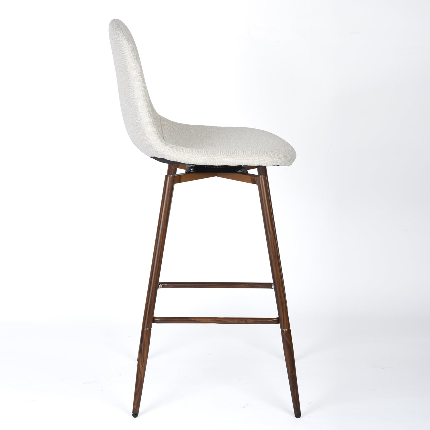 Homy Casa Charlton 26" Swivel Counter Barstool, Beige Fabric & Walnut Metal Legs
