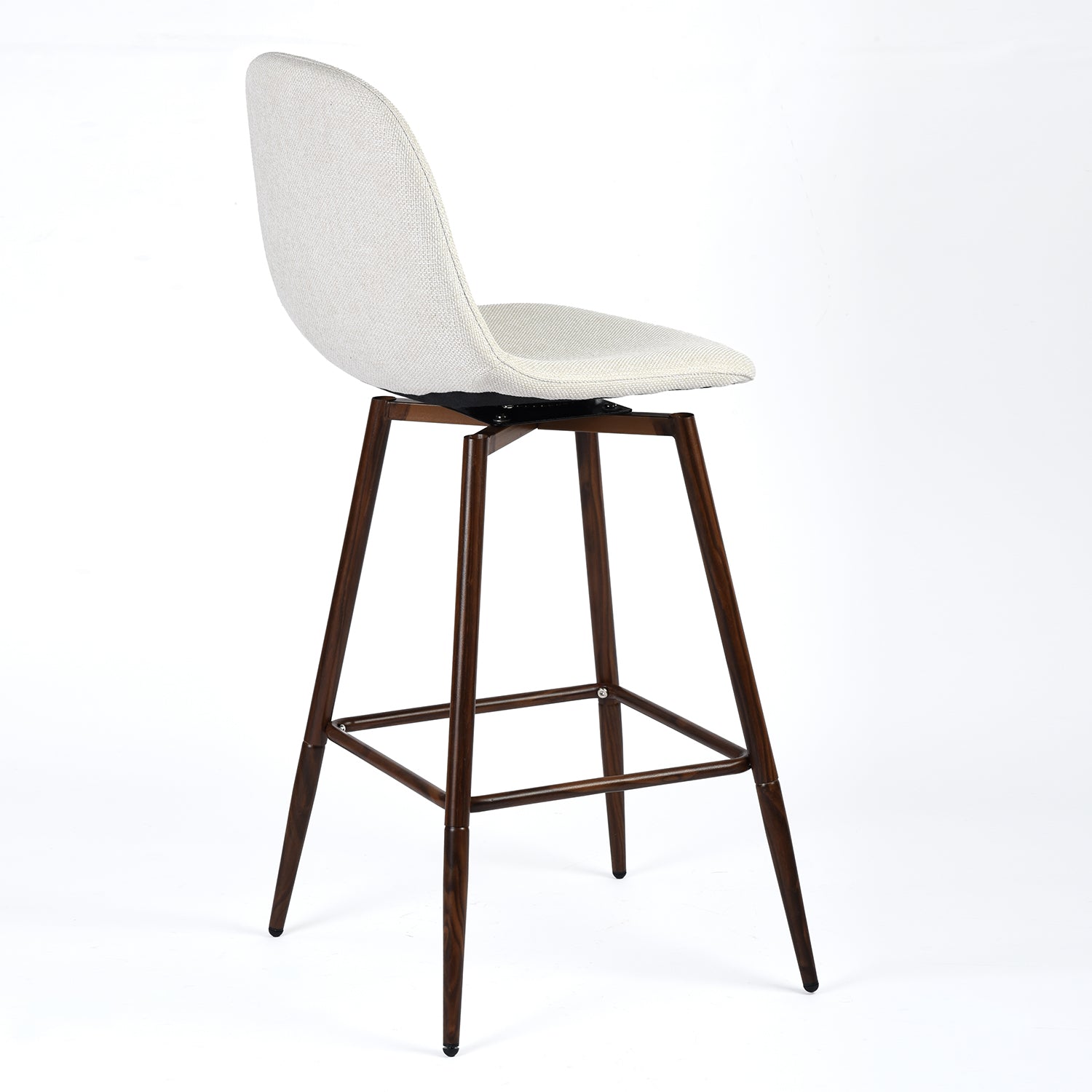Homy Casa Charlton 26" Swivel Counter Barstool, Beige Fabric & Walnut Metal Legs