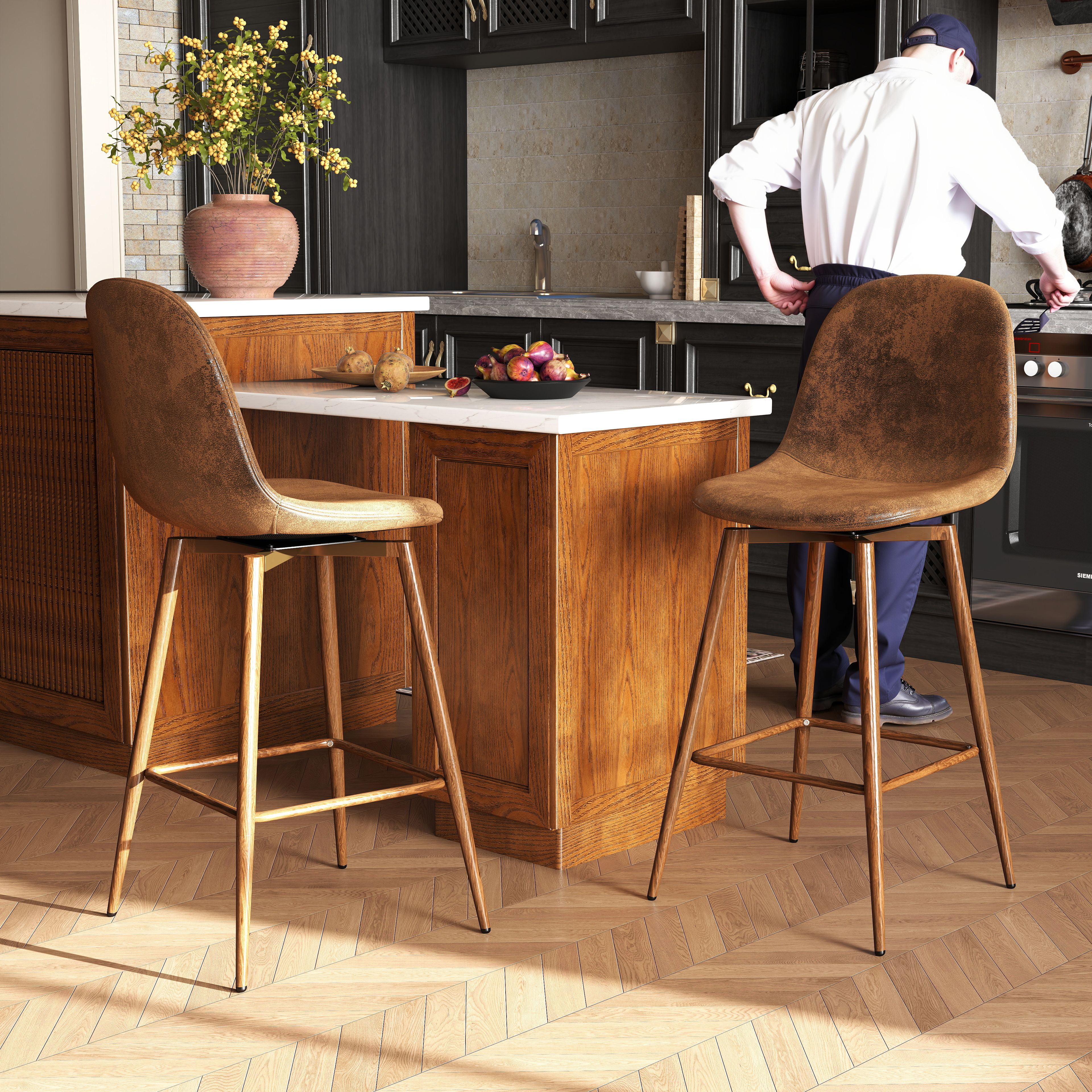 Charlton 26" Swivel Counter Height Bar Stools with Metal Legs Set of 2