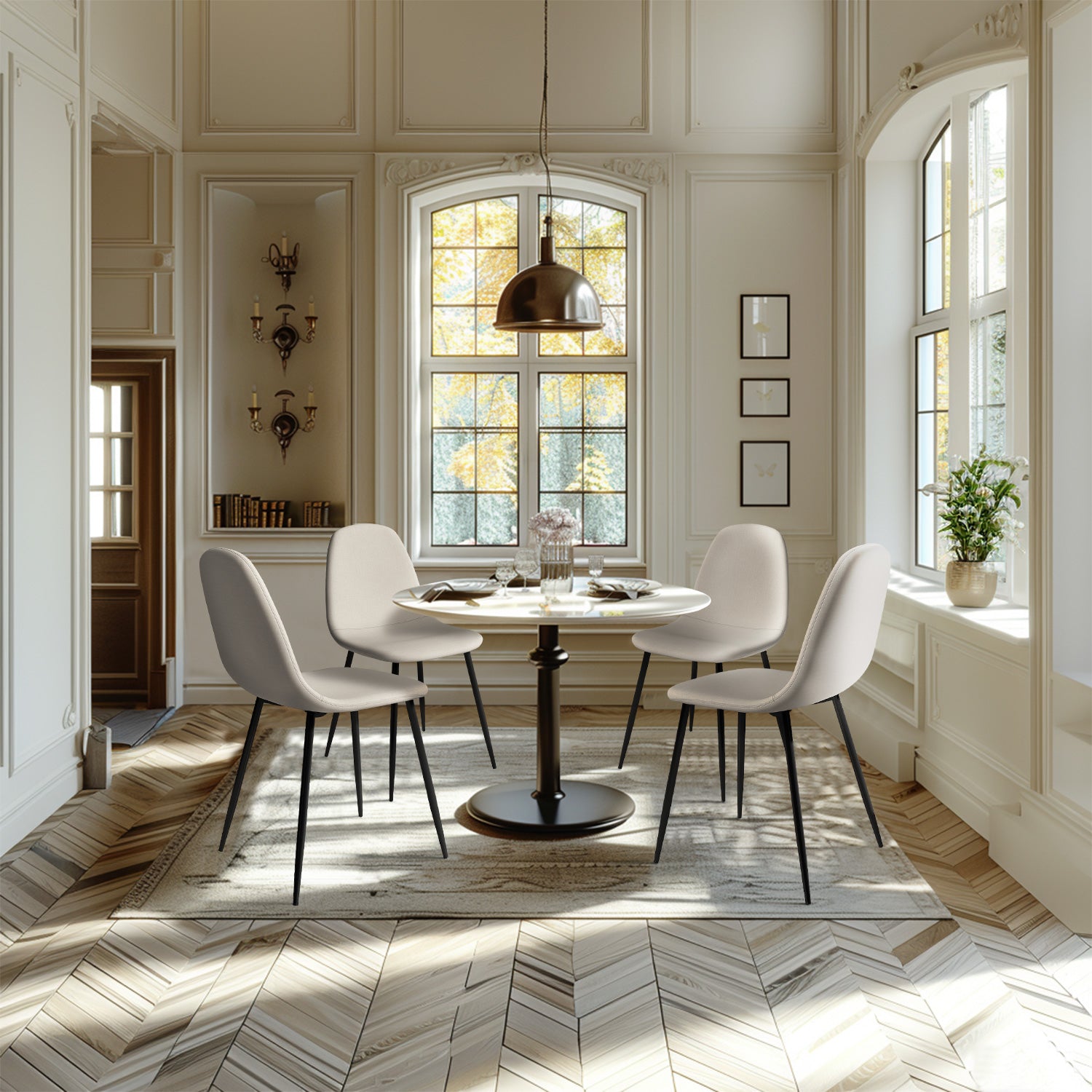 Homy Casa Charlton 4PC Tweed Fabric Scandinavian Dining Chair, Open Box
