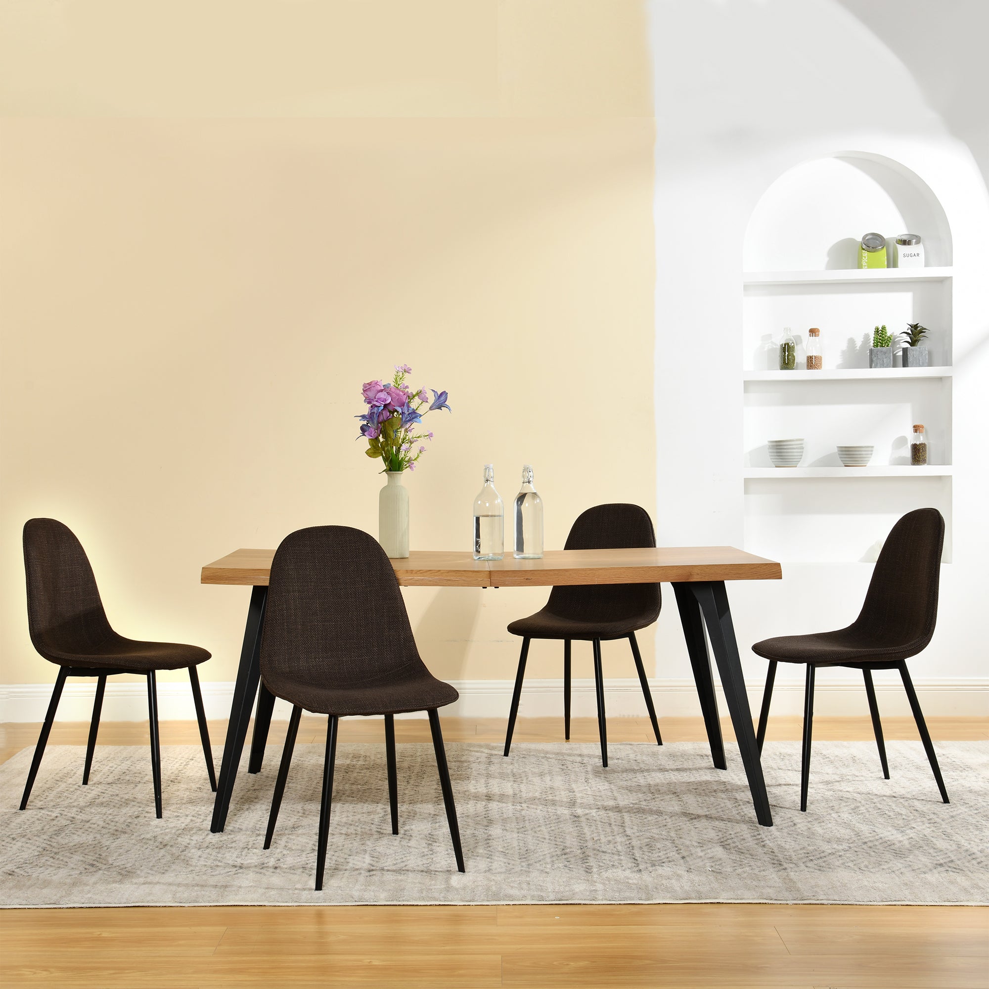 Charlton Tweed Dining Chair Set of 4 with Splayed Metal Legs
