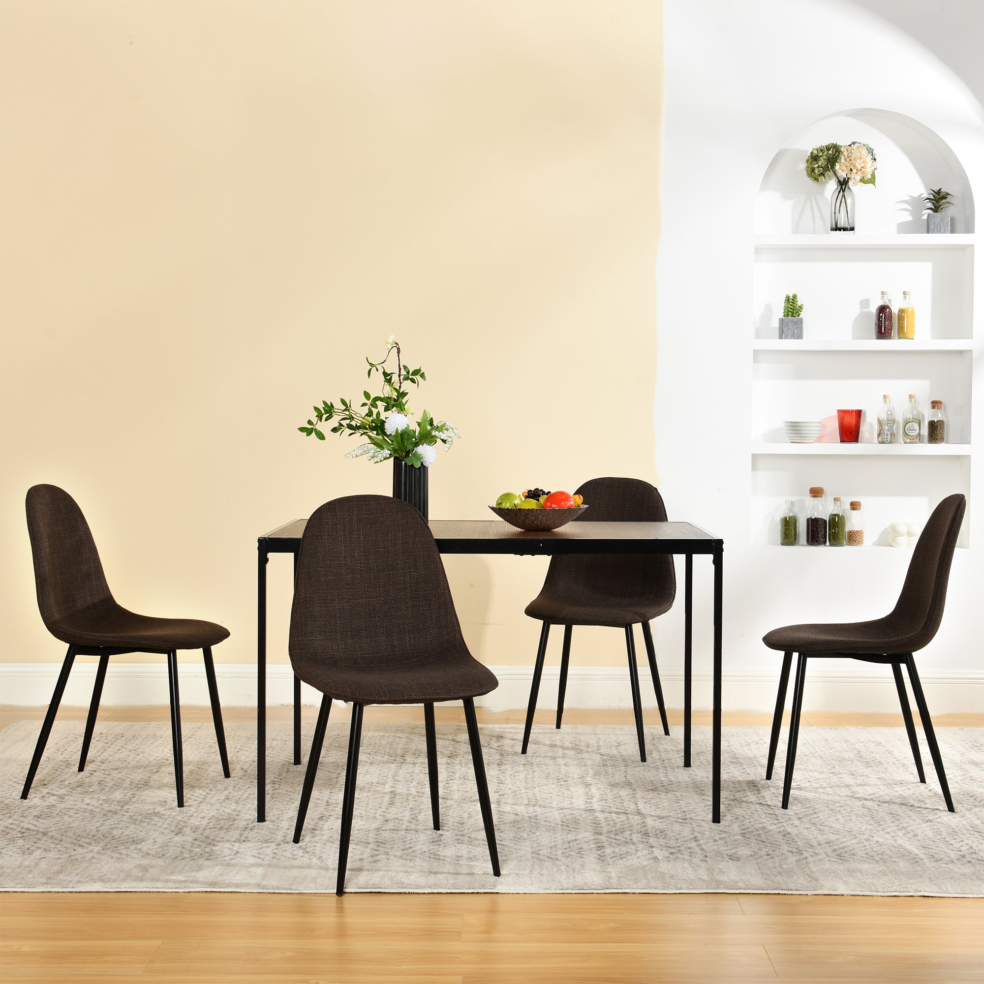 Charlton Tweed Dining Chair Set of 4 with Splayed Metal Legs