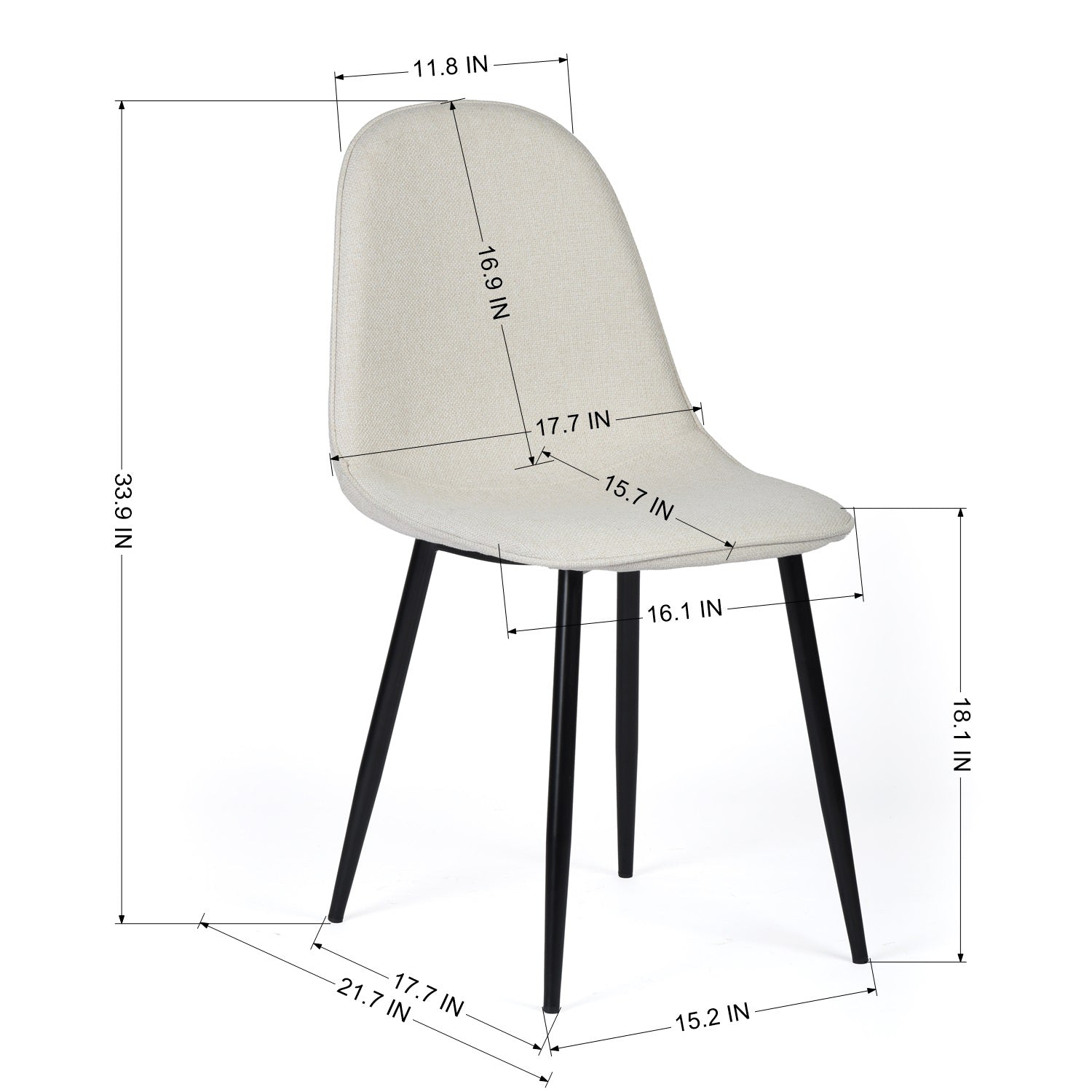 Charlton 4PC Scandinavian Dining Chairs with Metal Legs in Beige