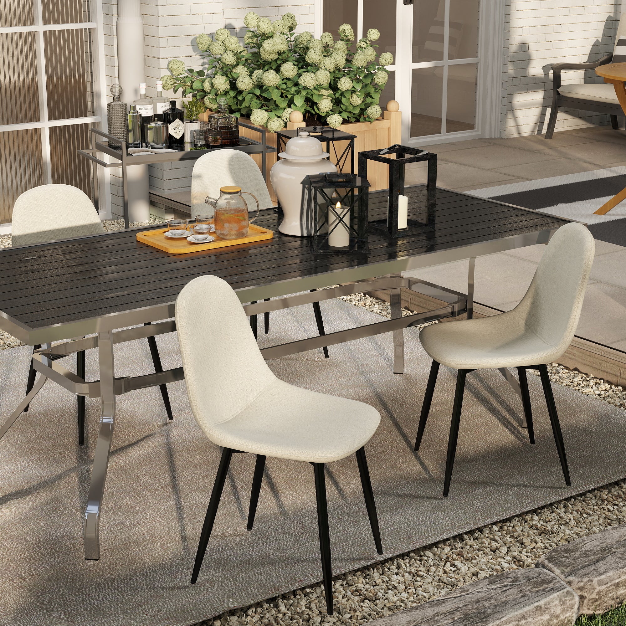 Charlton Tweed Dining Chair Set of 4 with Splayed Metal Legs