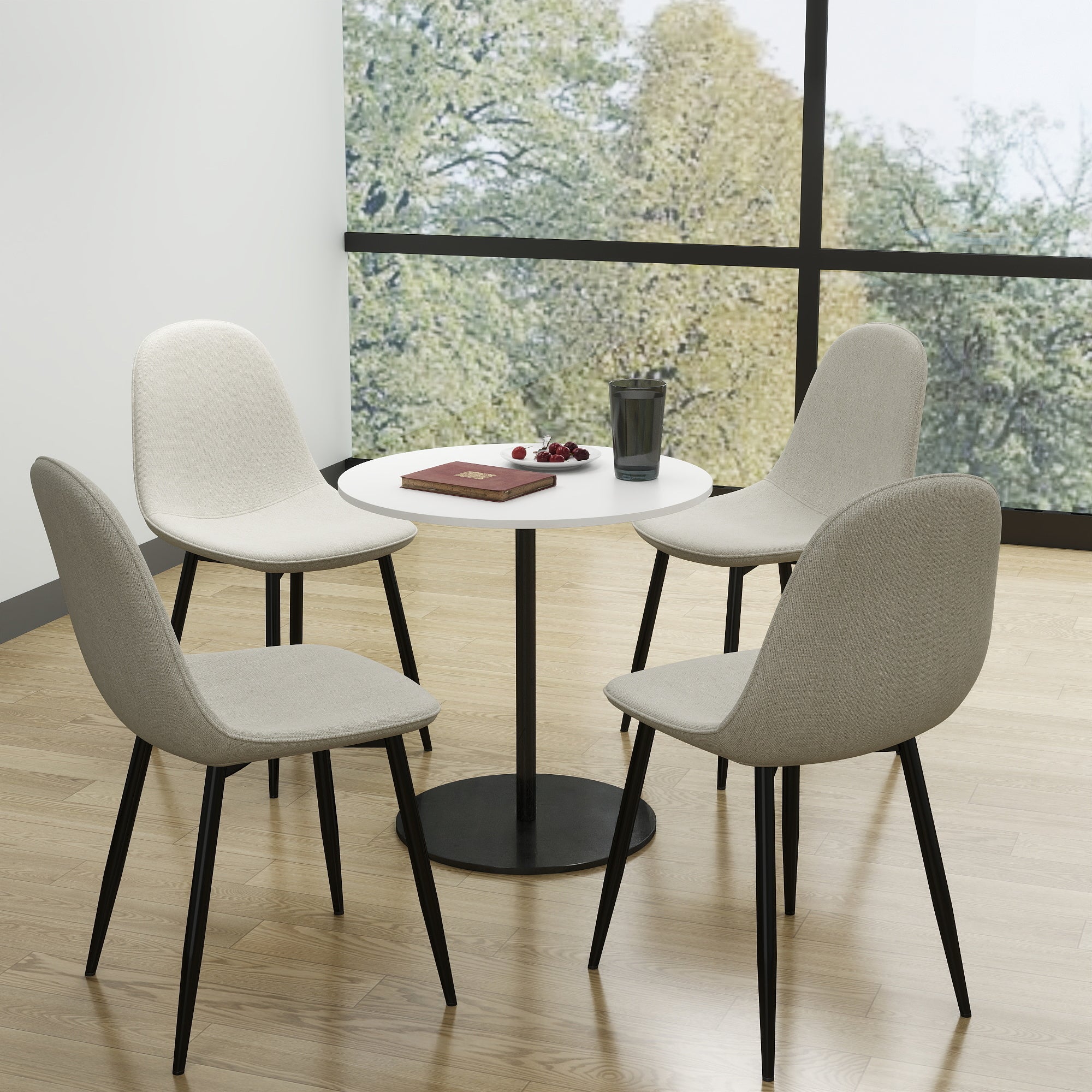 Charlton Tweed Dining Chair Set of 4 with Splayed Metal Legs