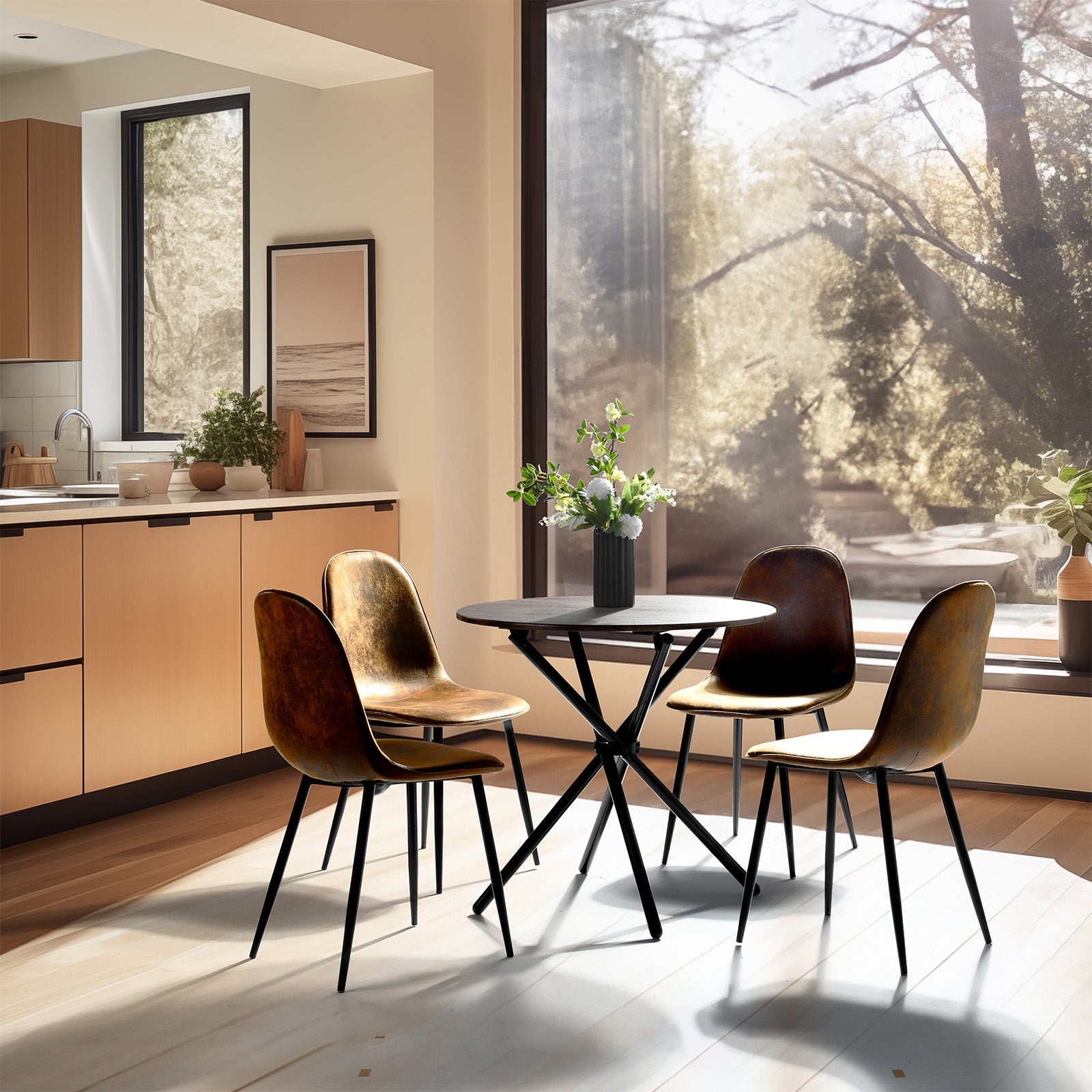Fontana 5 Piece Expresso Brown & Charlton Upholstered Dining Set