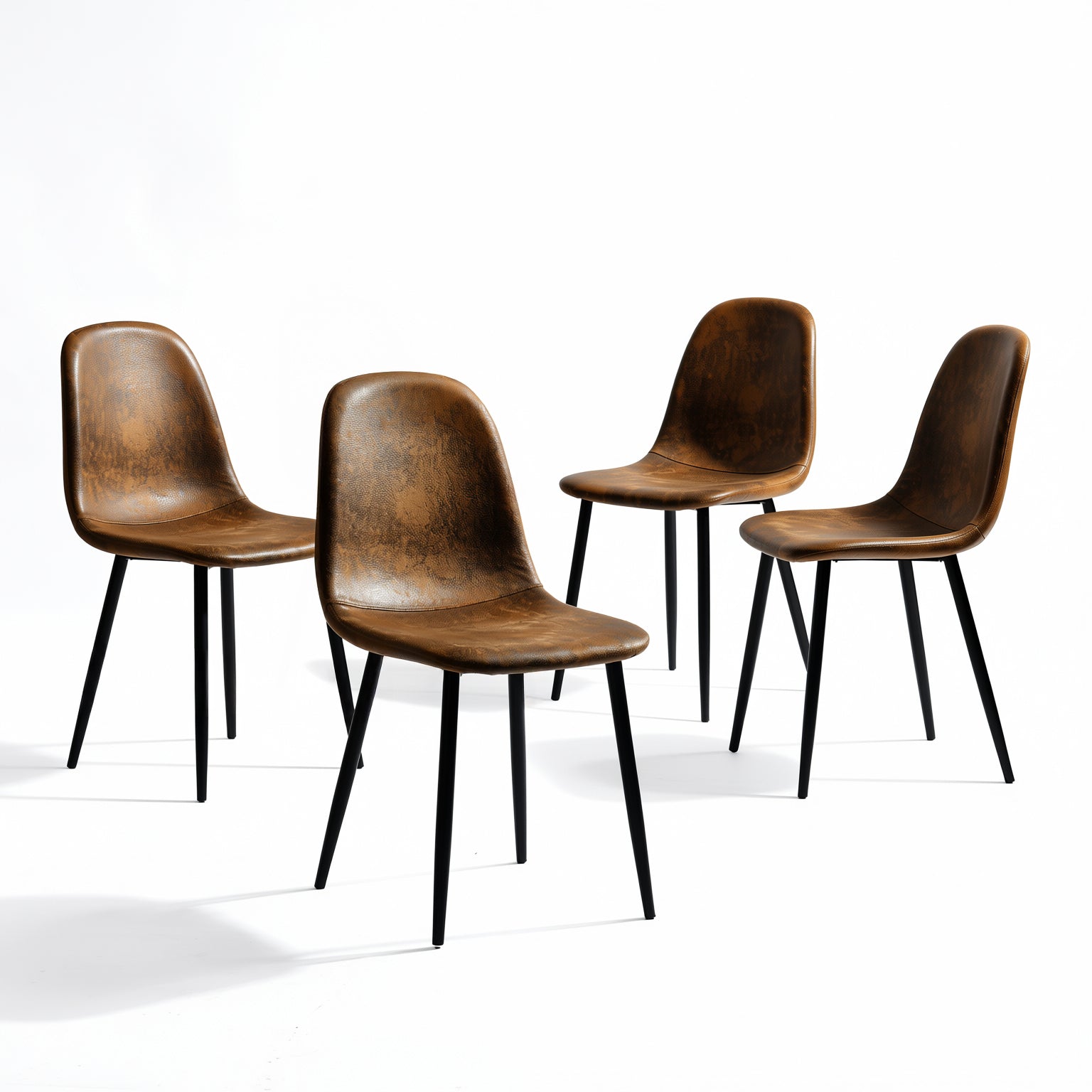 Homy Casa Sorian+Charlton 5PC Dining Set 63" Rectangular Table with Suede Brown Upholstered Chairs