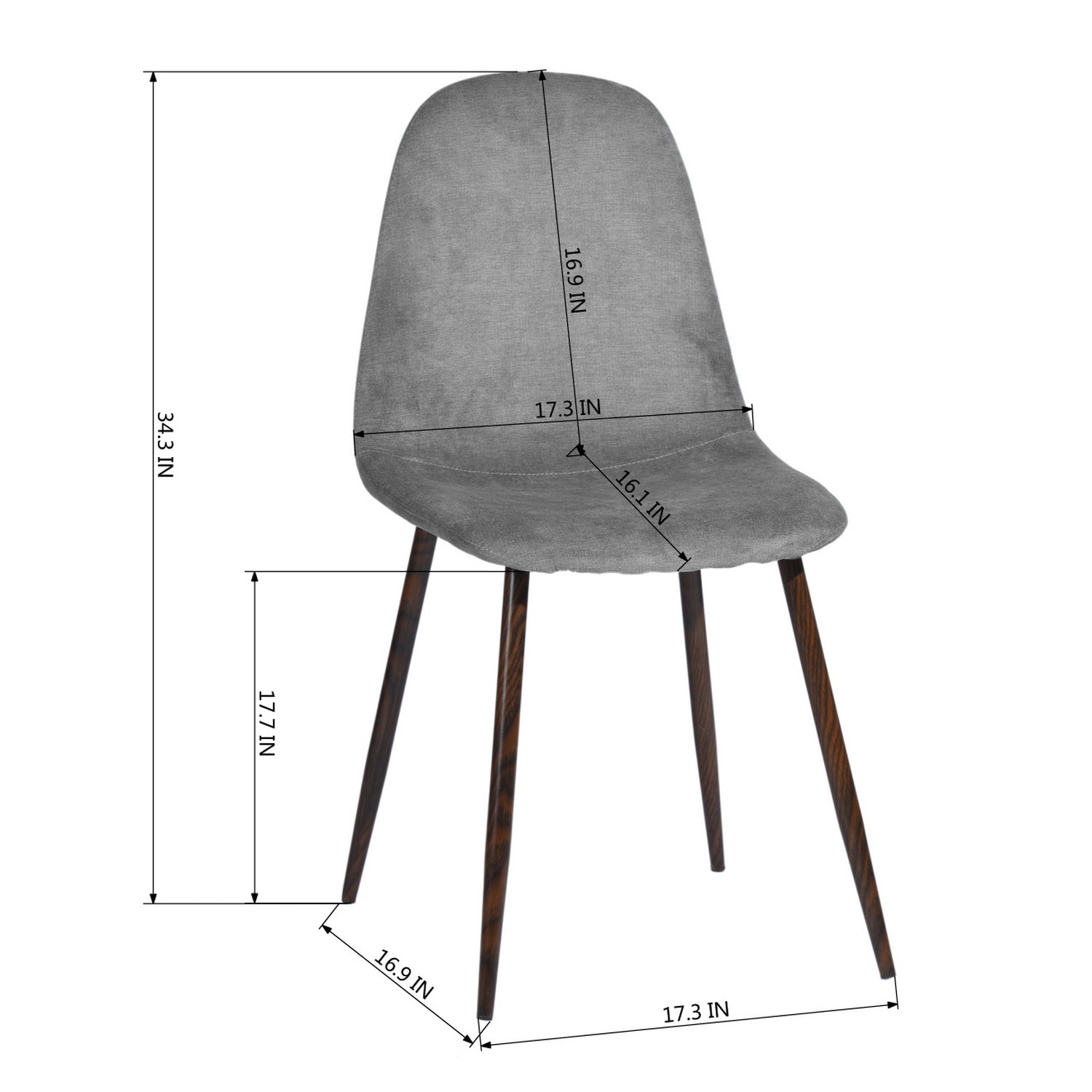 Homy Casa Charlton 4PC Terry Grey Fabric Dining Chairs, Open Box
