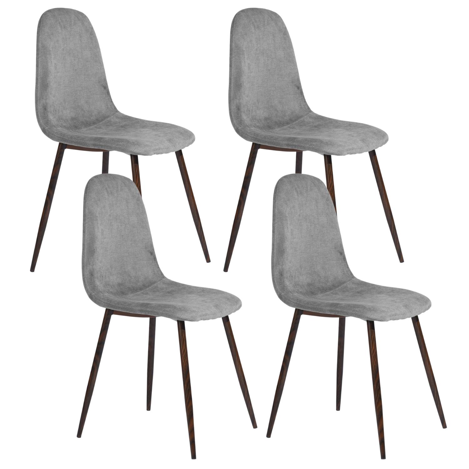 Homy Casa Milliken 5 Piece Dining Table Set 47” Table with 4 Charlton Grey Terry Upholstered Chairs