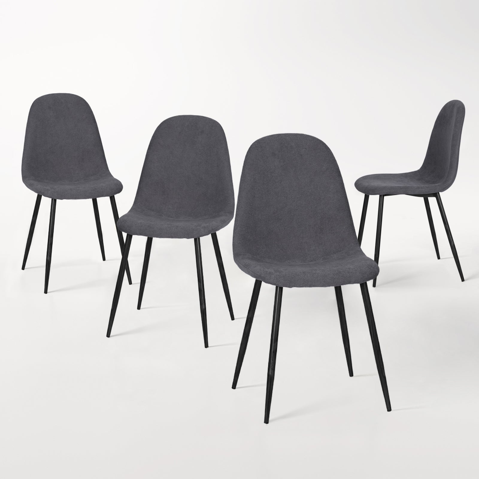Homy Casa Charlton 4PC Terry Grey Fabric Dining Chairs, Open Box