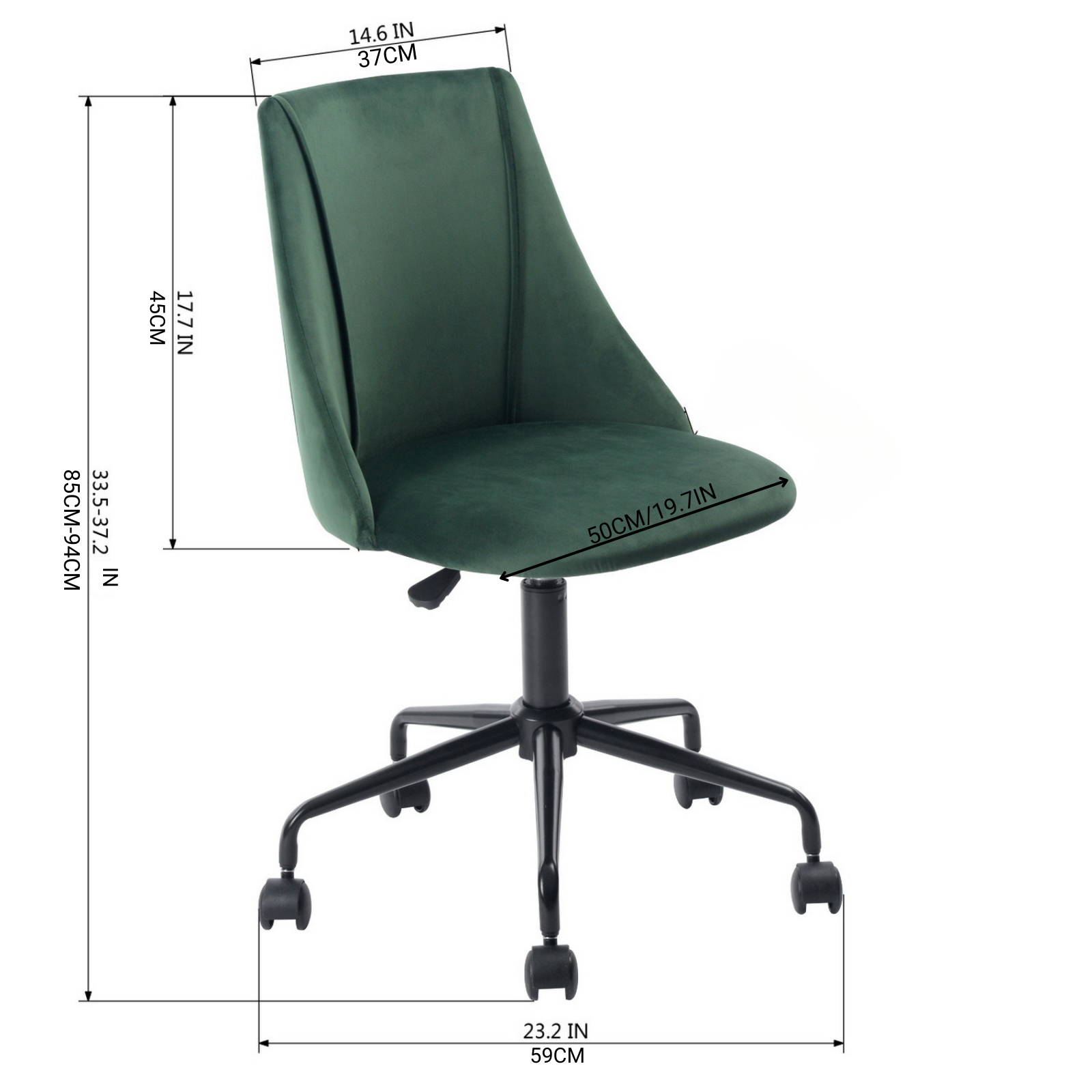 Homy Casa Cian Modern Velvet Upholstery Task Chair, Open Box