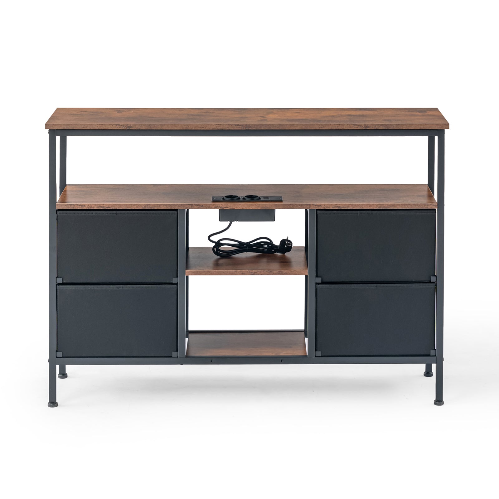 Homy Casa Clay 43.3“ Entertainment Center with Charging Station and 4 Drawers
