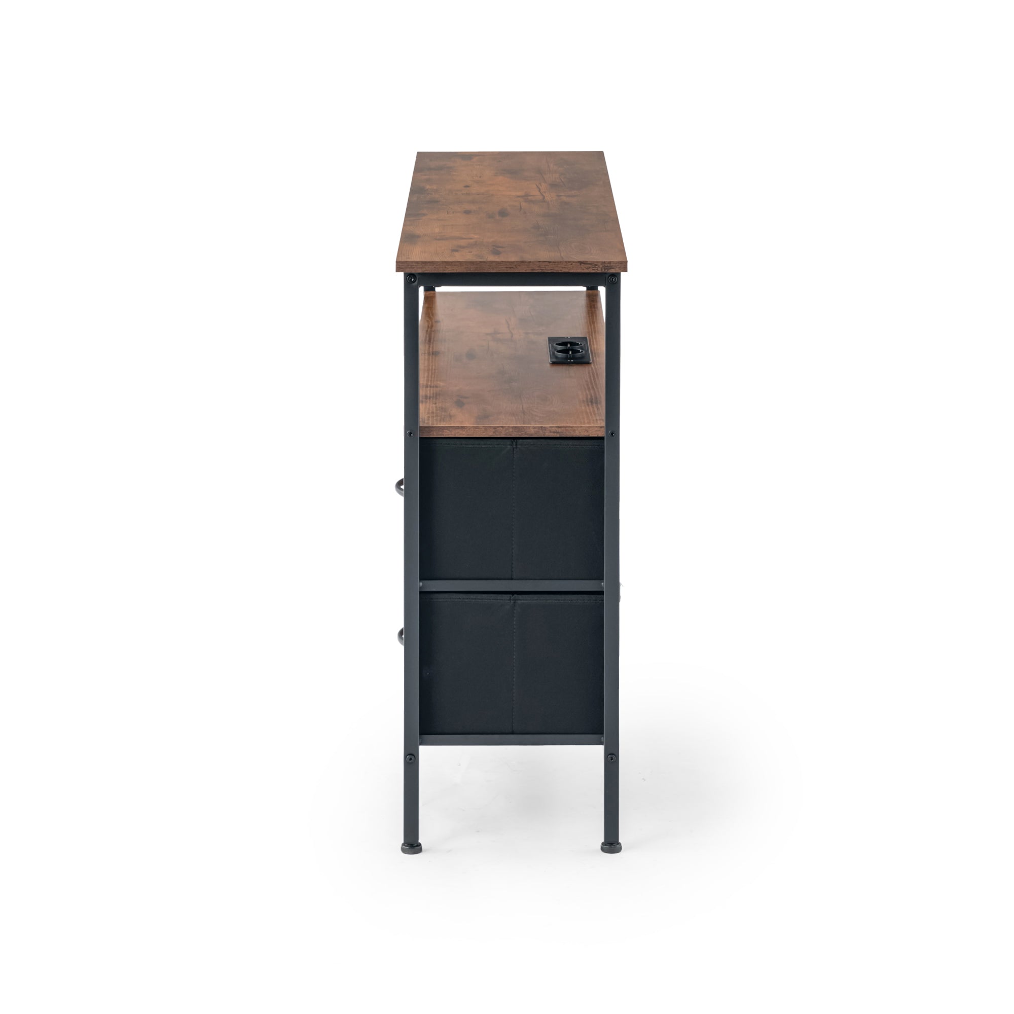 Homy Casa Clay 43.3“ Entertainment Center with Charging Station and 4 Drawers